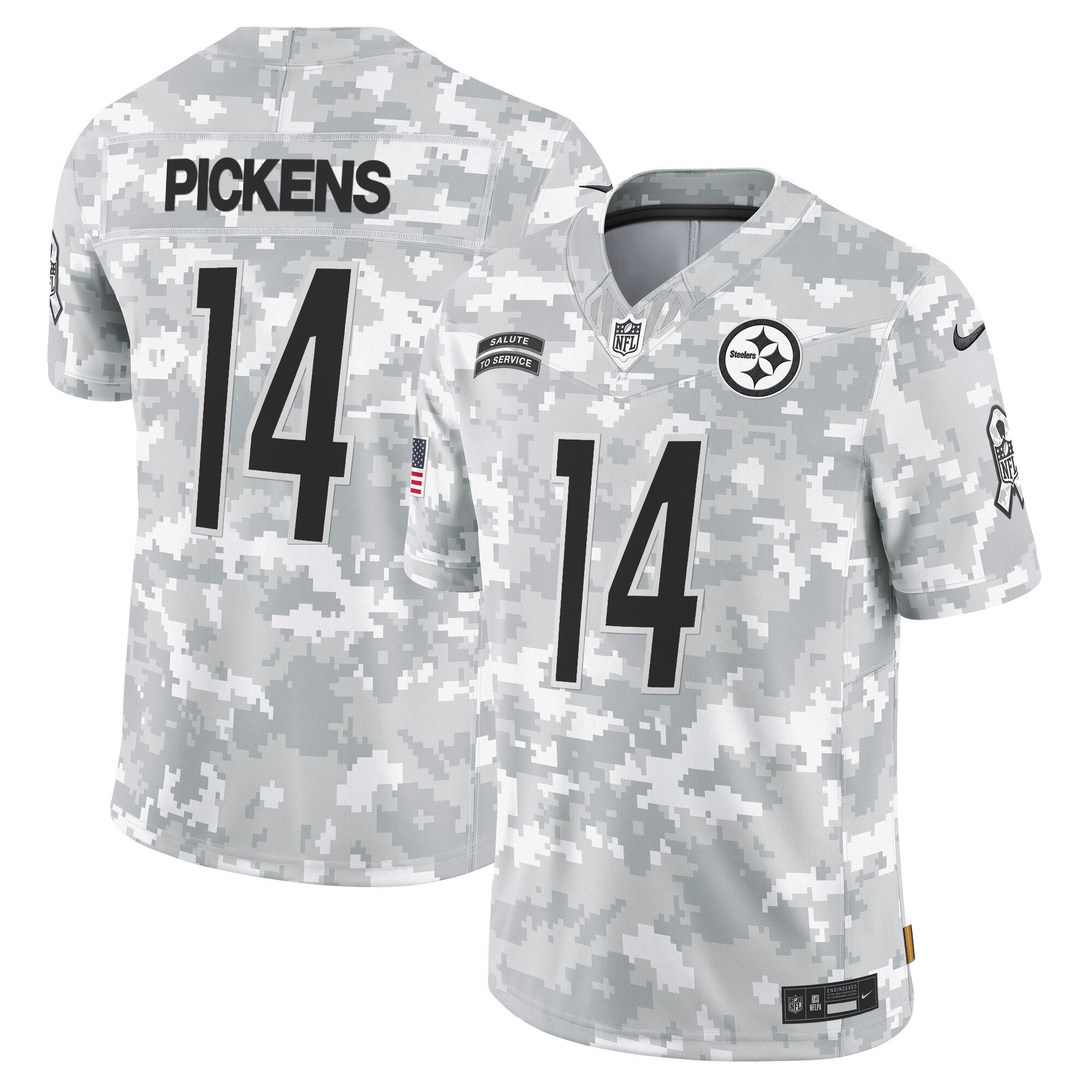 Men's George Pickens Pittsburgh Steelers 2024 Salute to Service Vapor Limited Jersey - Arctic Camo - All Stitched