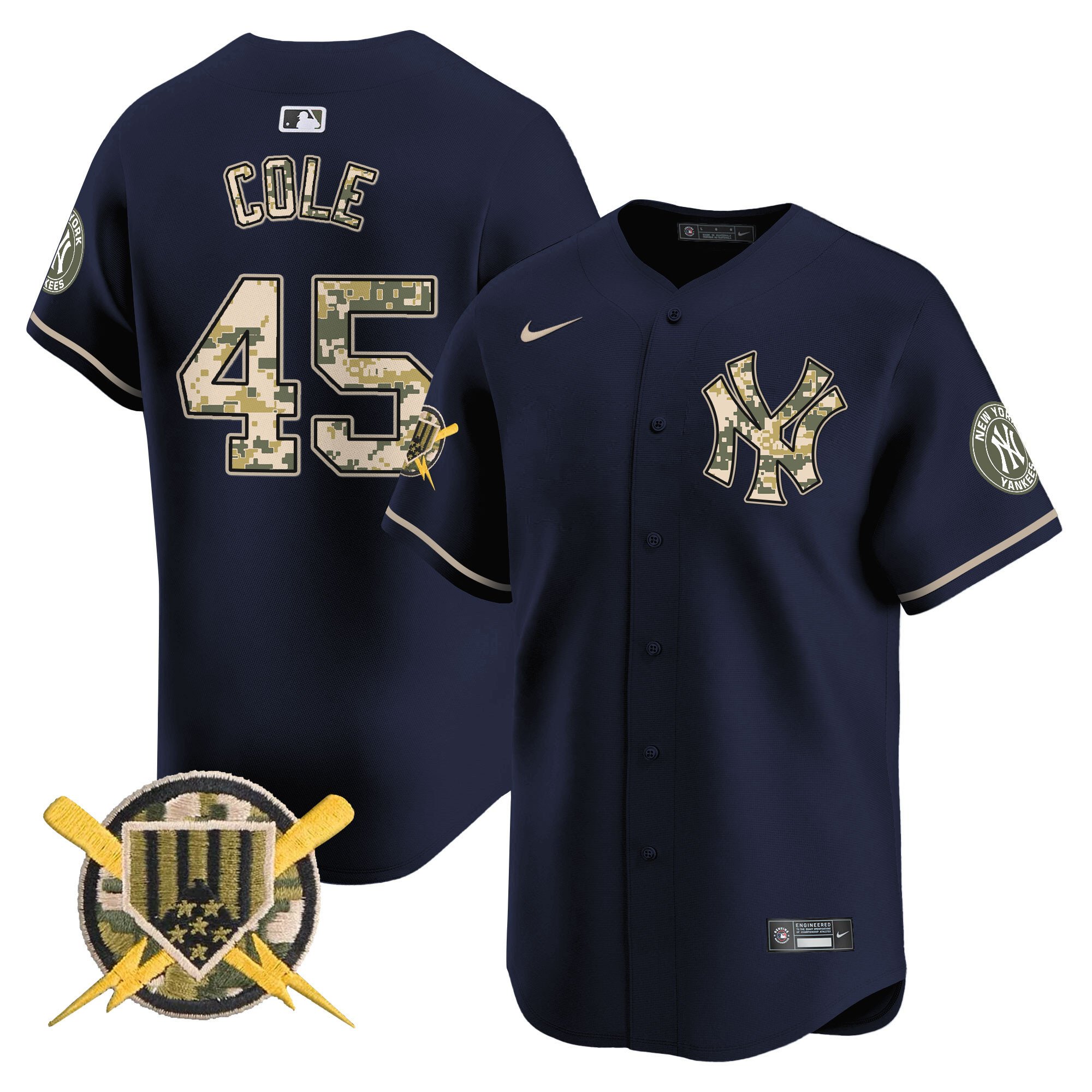 Men's Gerrit Cole New York Yankees Armed Forces Day Vapor Premier Limited Navy Jersey - All Stitched