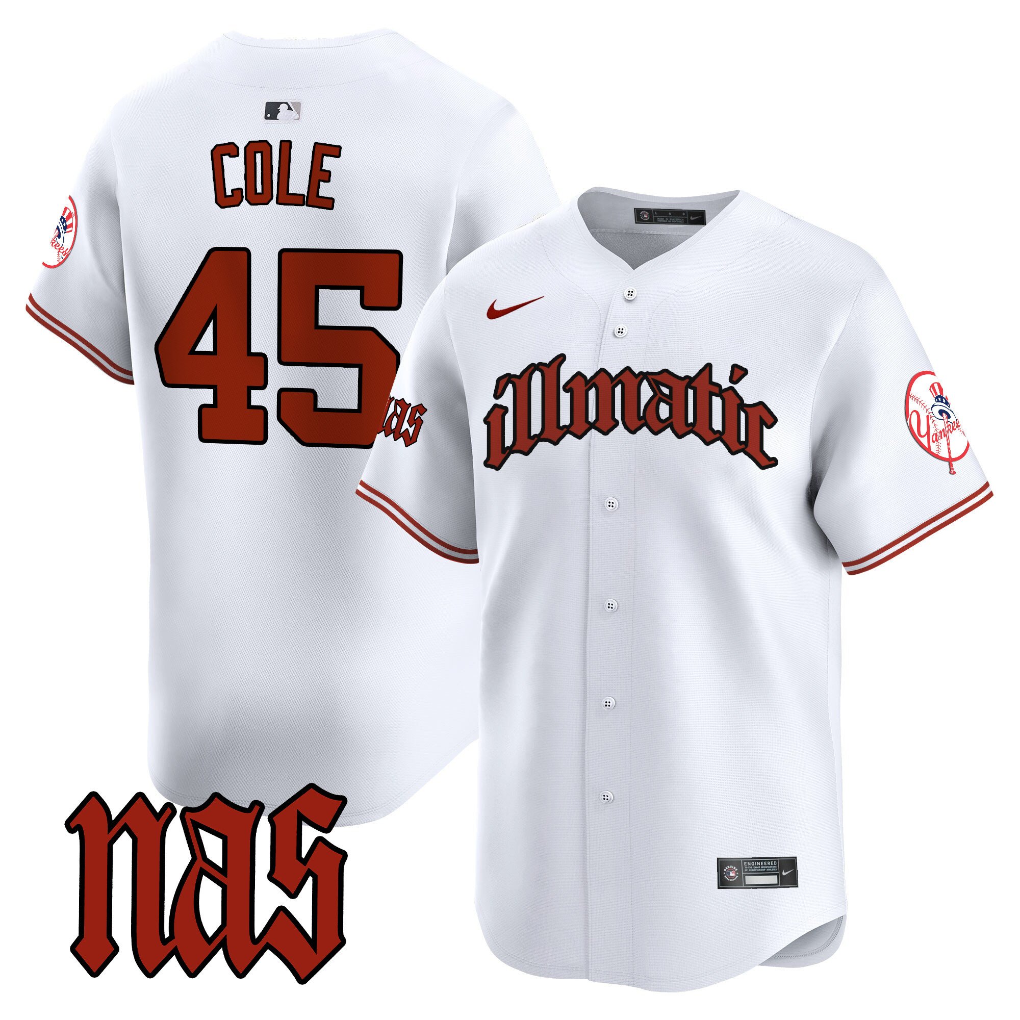 Men's Gerrit Cole New York Yankees Nas Illmatic Vapor Premier Limited White Jersey - All Stitched