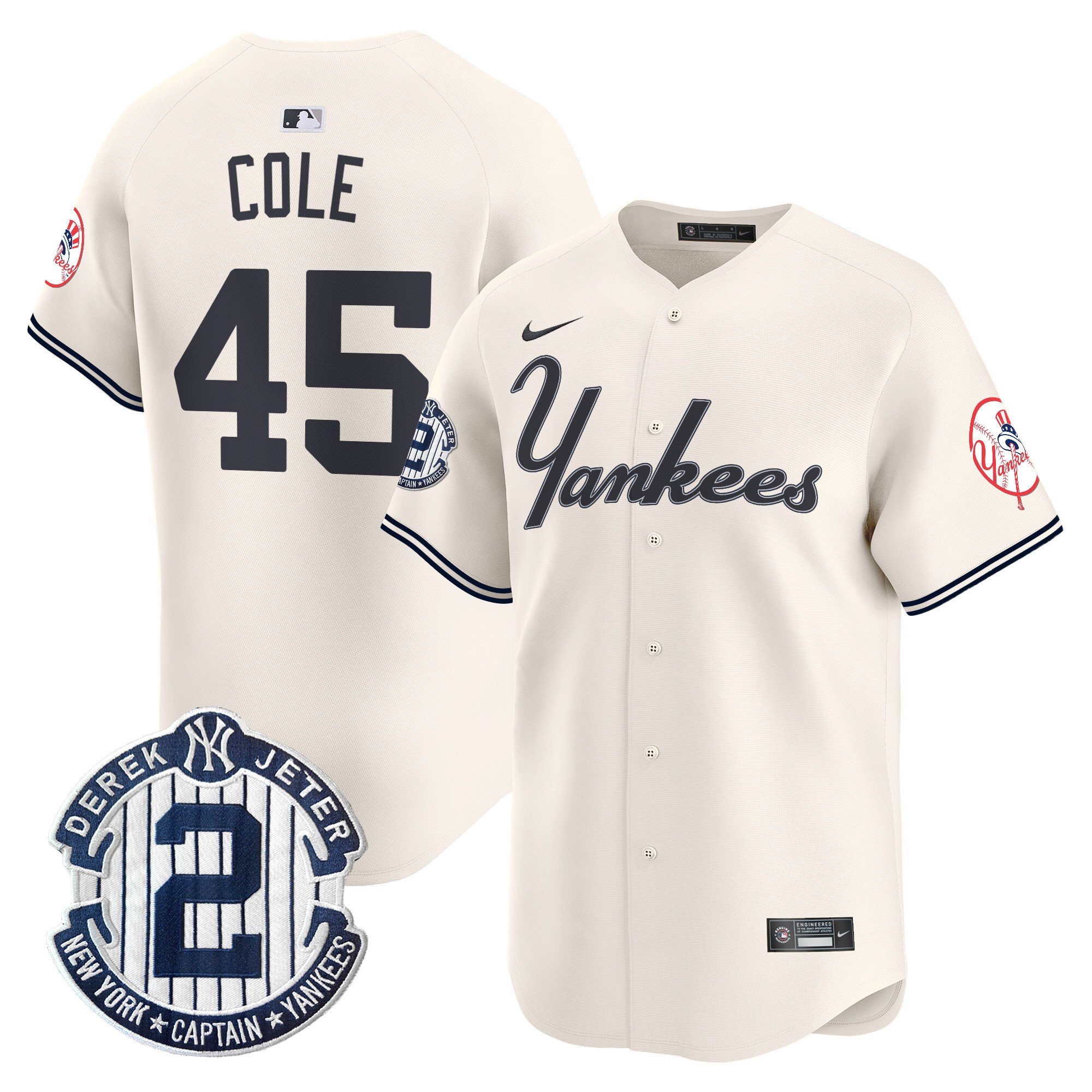 Men's Gerrit Cole New York Yankees Throwback Vapor Premier Limited Cream Jersey - All Stitched