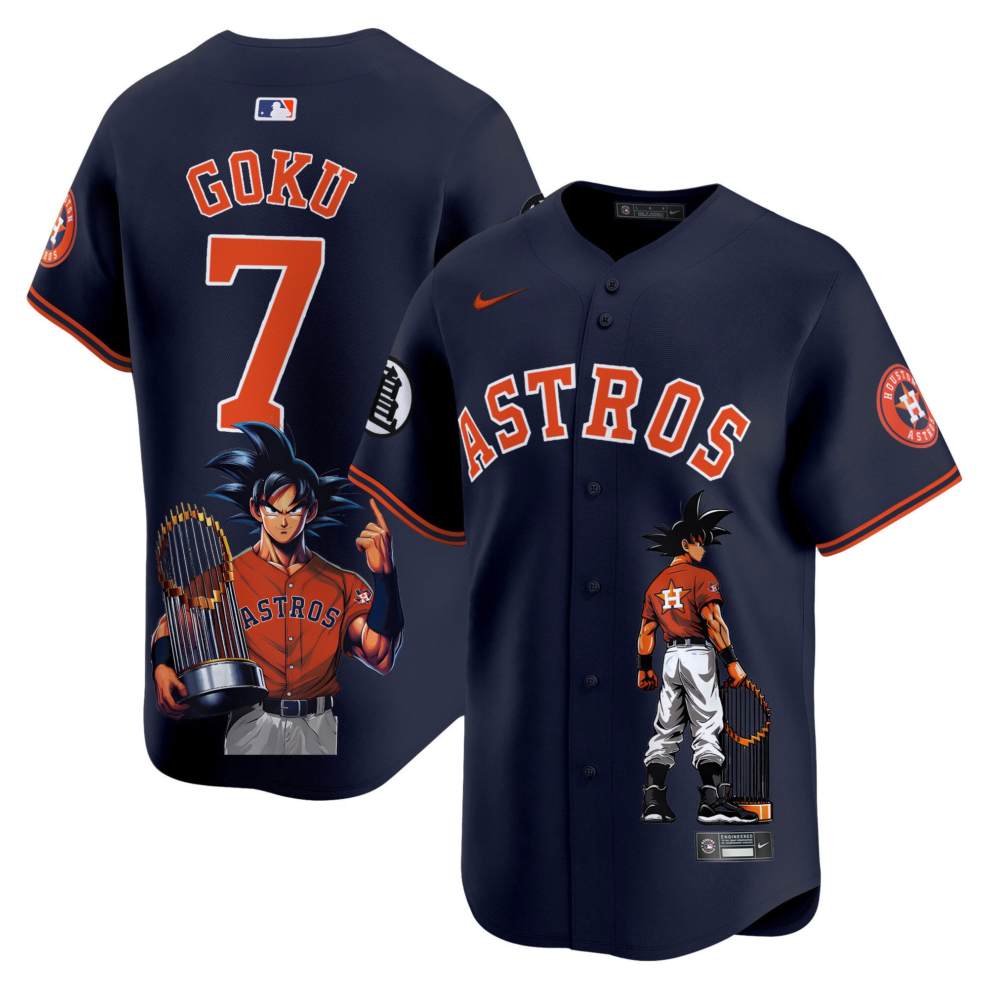 Men's Goku Houston Astros Dragon Ball Son Goku Vapor Premier Limited Navy Jersey - Printed