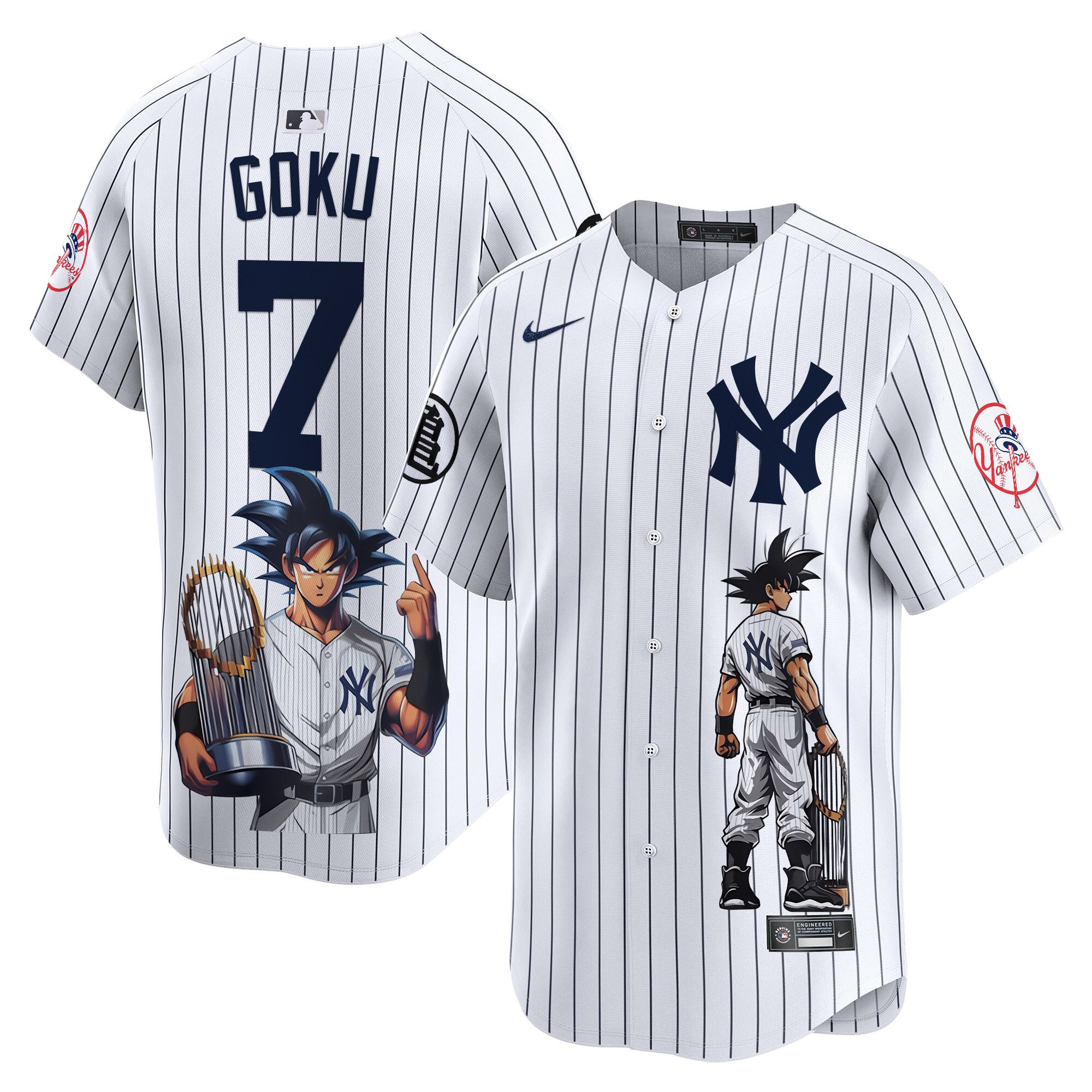 Men's Goku New York Yankees Dragon Ball Son Goku Vapor Premier Limited Pinstripe Jersey - Printed