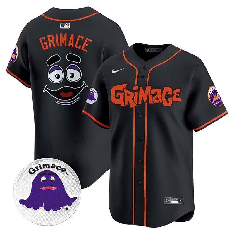 Men's Grimace New York Mets Grimace Vapor Premier Limited Black Jersey V2 - All Stitched