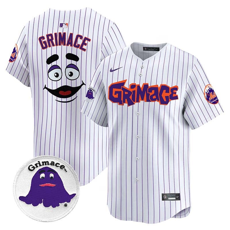 Men's Grimace New York Mets Grimace Vapor Premier Limited Pinstripe Jersey V2 - All Stitched