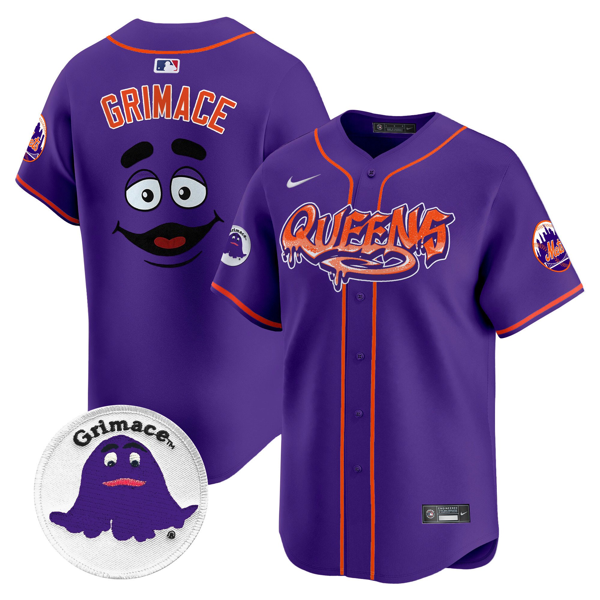 Men's Grimace New York Mets Queens Graffiti Vapor Premier Limited Purple Jersey - All Stitched