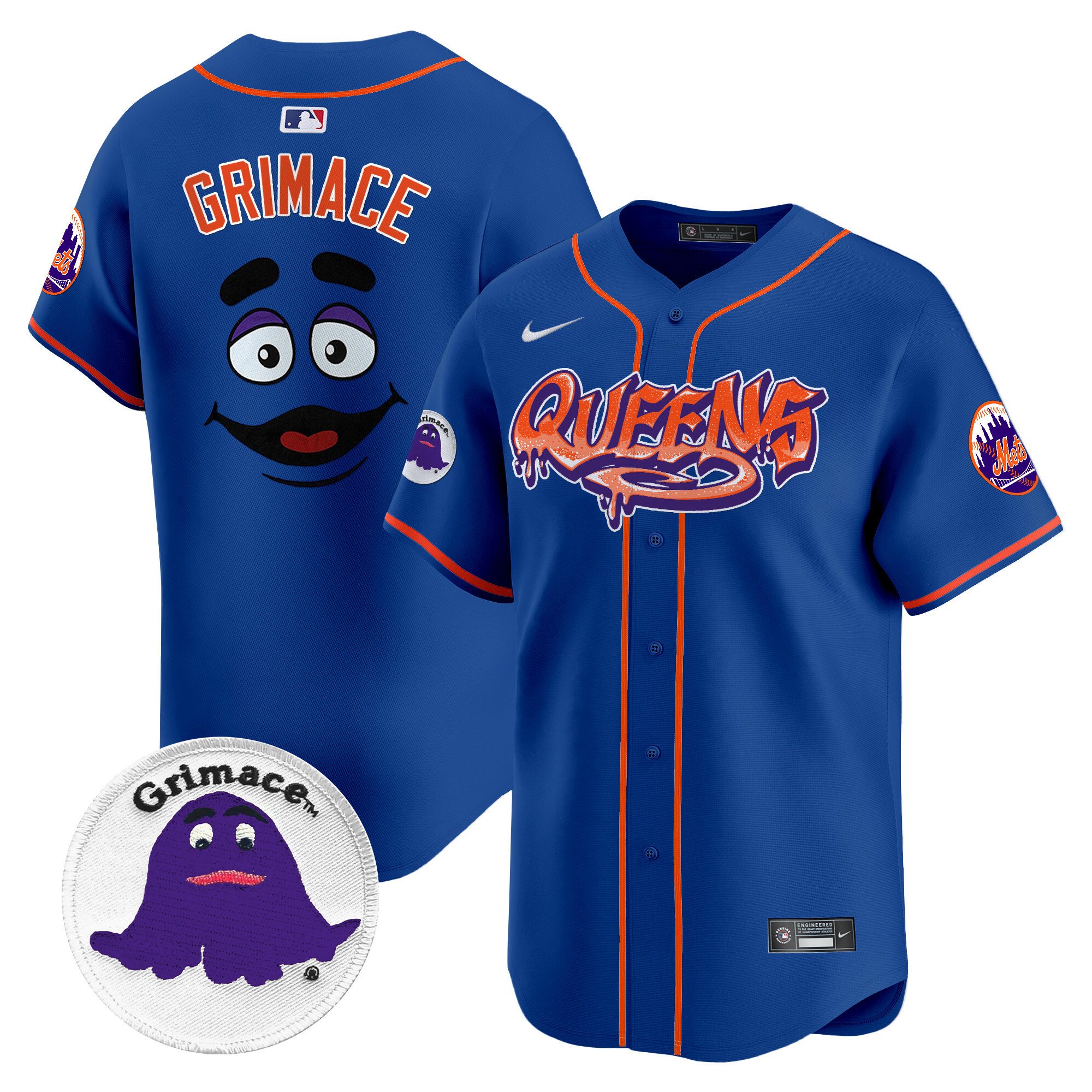 Men's Grimace New York Mets Queens Graffiti Vapor Premier Limited Royal Jersey - All Stitched