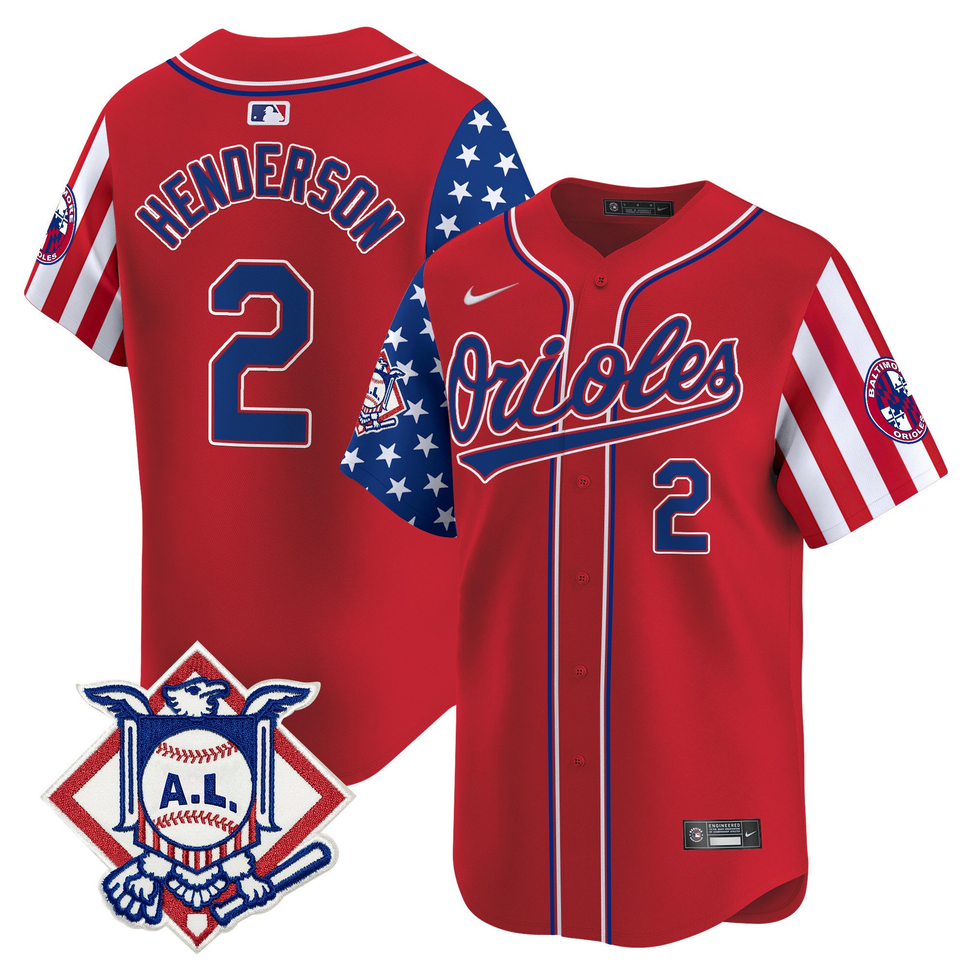 Men's Gunnar Henderson Baltimore Orioles 2024 Fourth of July Vapor Premier Limited Red Jersey - All Stitched