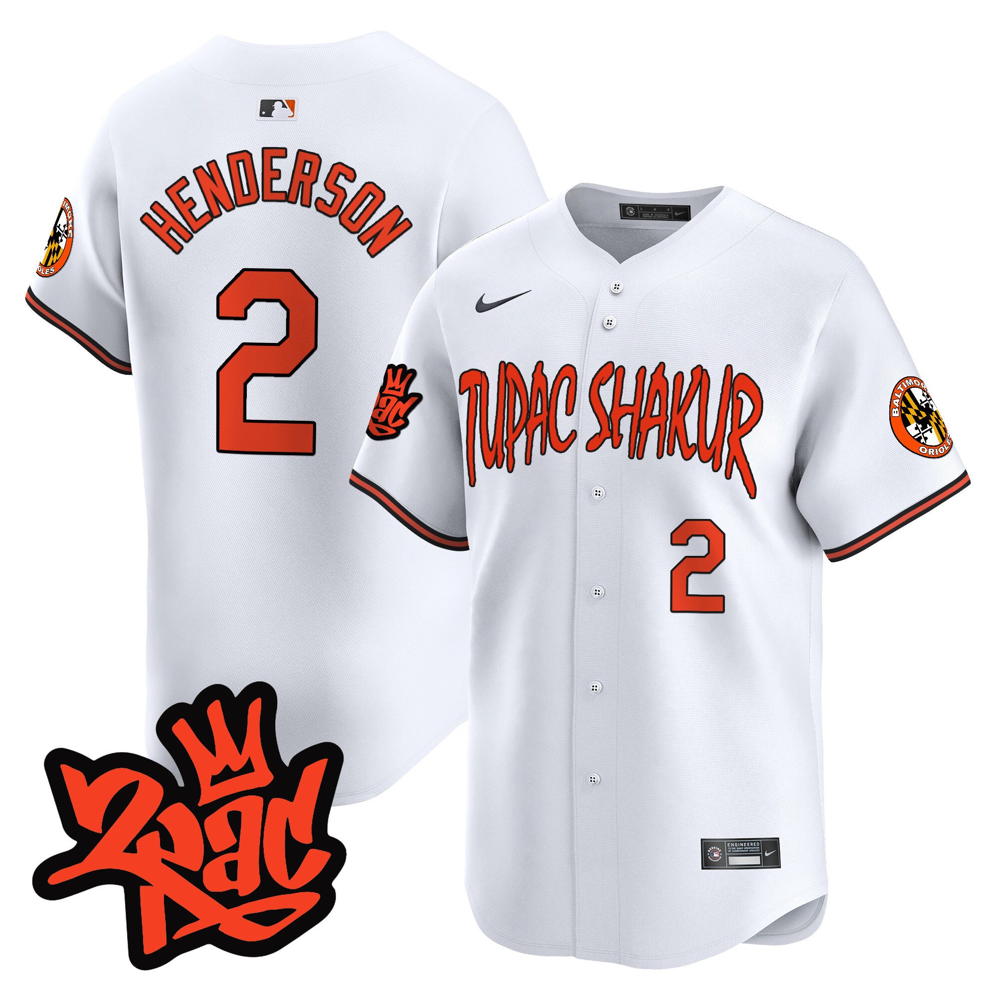 Men's Gunnar Henderson Baltimore Orioles Tupac Shakur Vapor Premier Limited White Jersey - All Stitched