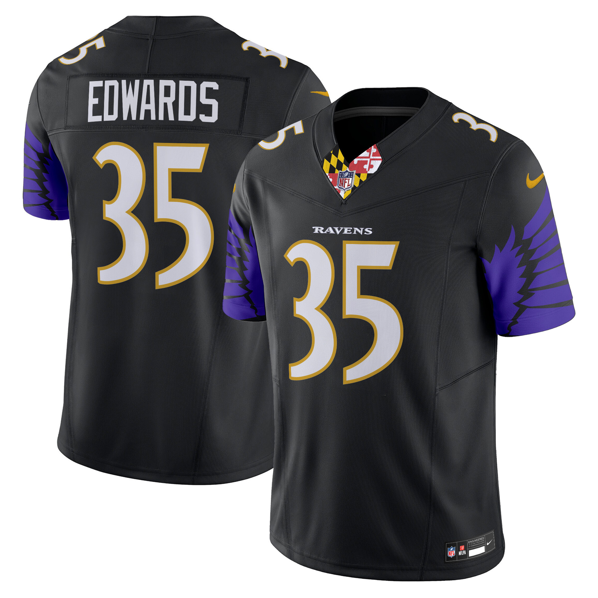 Men's Gus Edwards Baltimore Ravens Special Vapor Limited Black Jersey - All Stitched