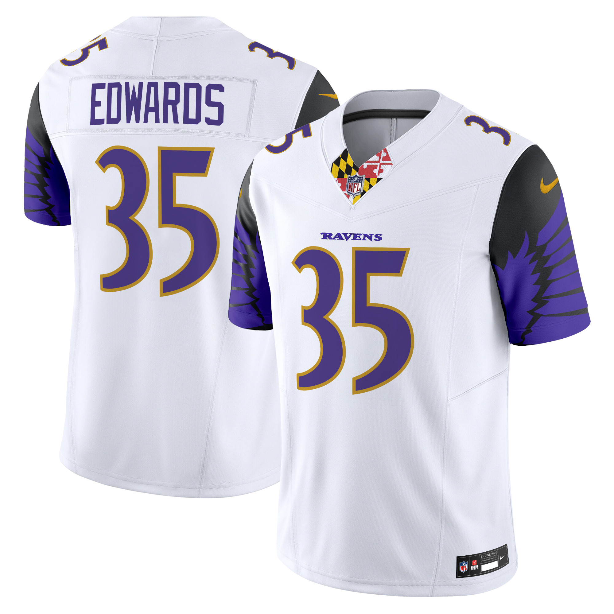 Men's Gus Edwards Baltimore Ravens Special Vapor Limited White Jersey - All Stitched