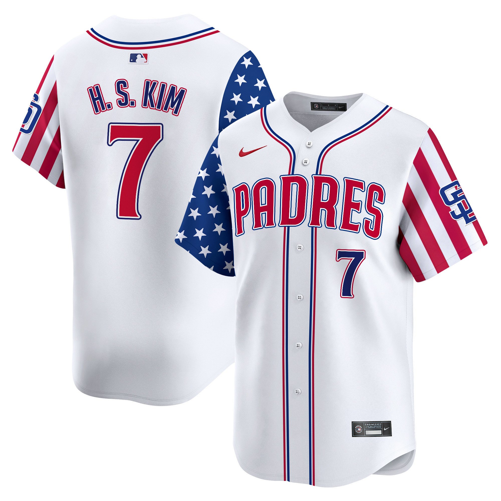 Men's Ha-Seong Kim San Diego Padres 2024 Independence Day Vapor Premier Limited White Jersey - All Stitched