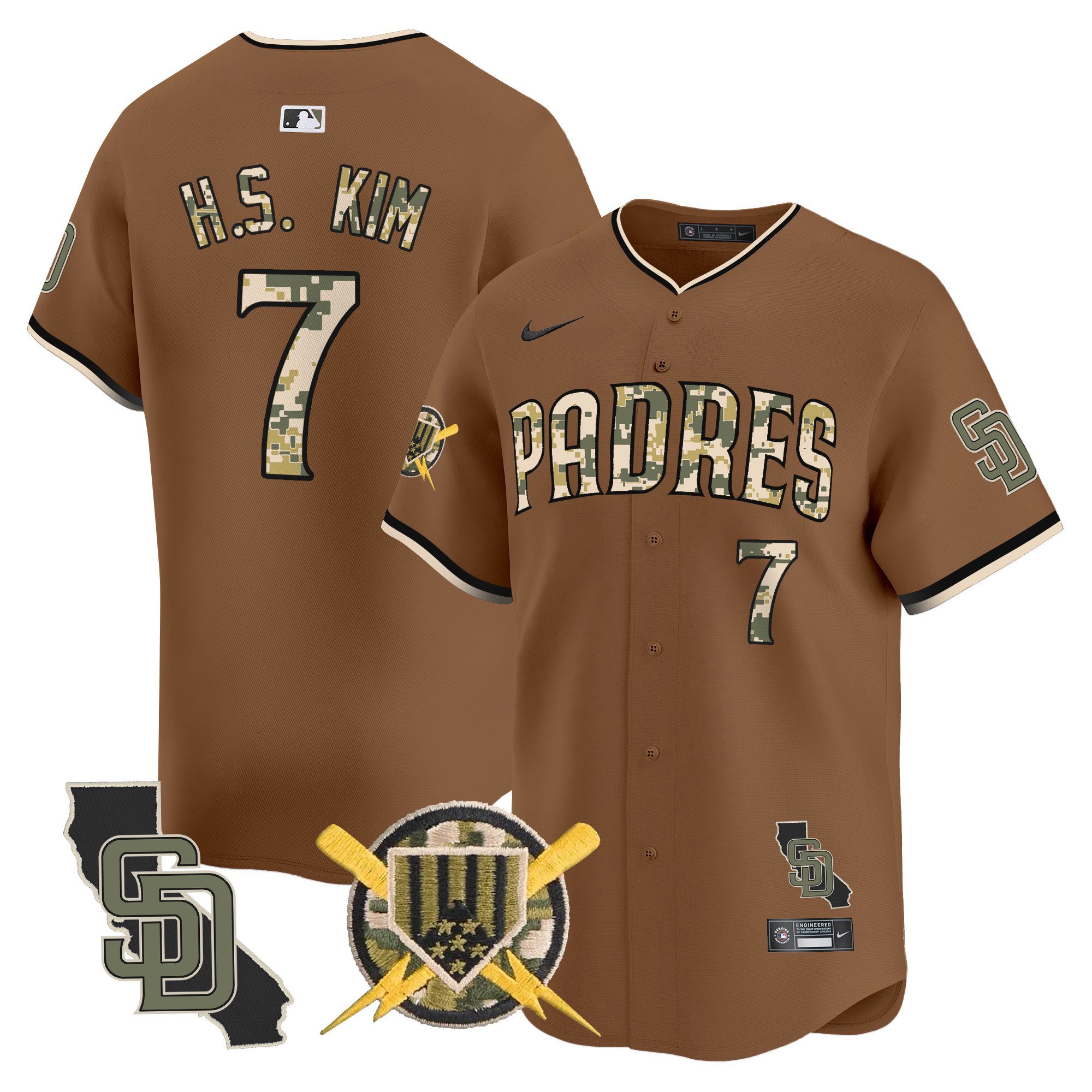 Men's Ha-Seong Kim San Diego Padres Armed Forces Day Vapor Premier Limited Brown Jersey - All Stitched