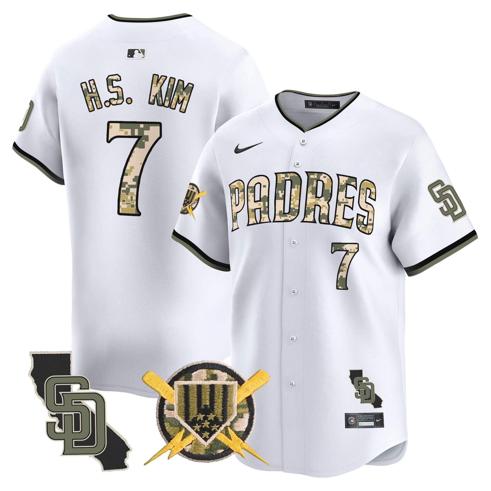 Men's Ha-Seong Kim San Diego Padres Armed Forces Day Vapor Premier Limited White Jersey - All Stitched
