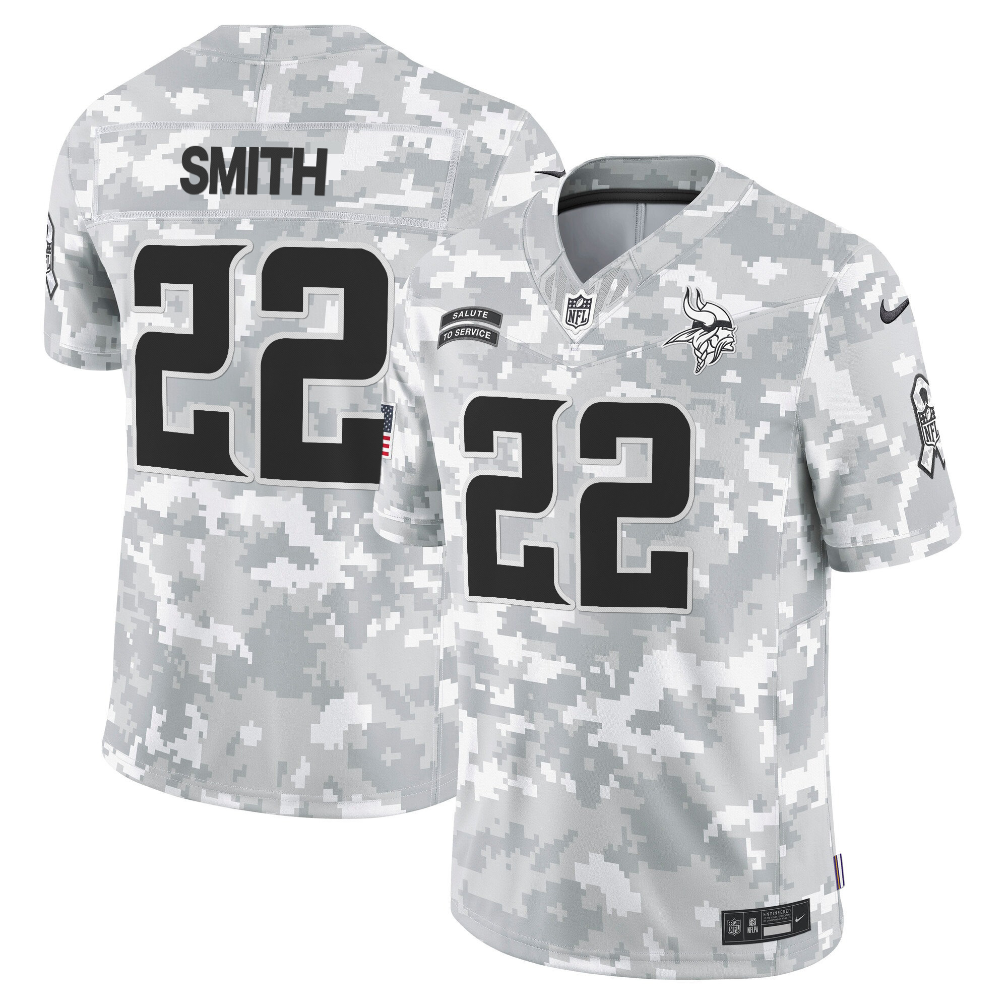 Men's Harrison Smith Minnesota Vikings 2024 Salute to Service Vapor Limited Arctic Camo Jersey - All Stitched