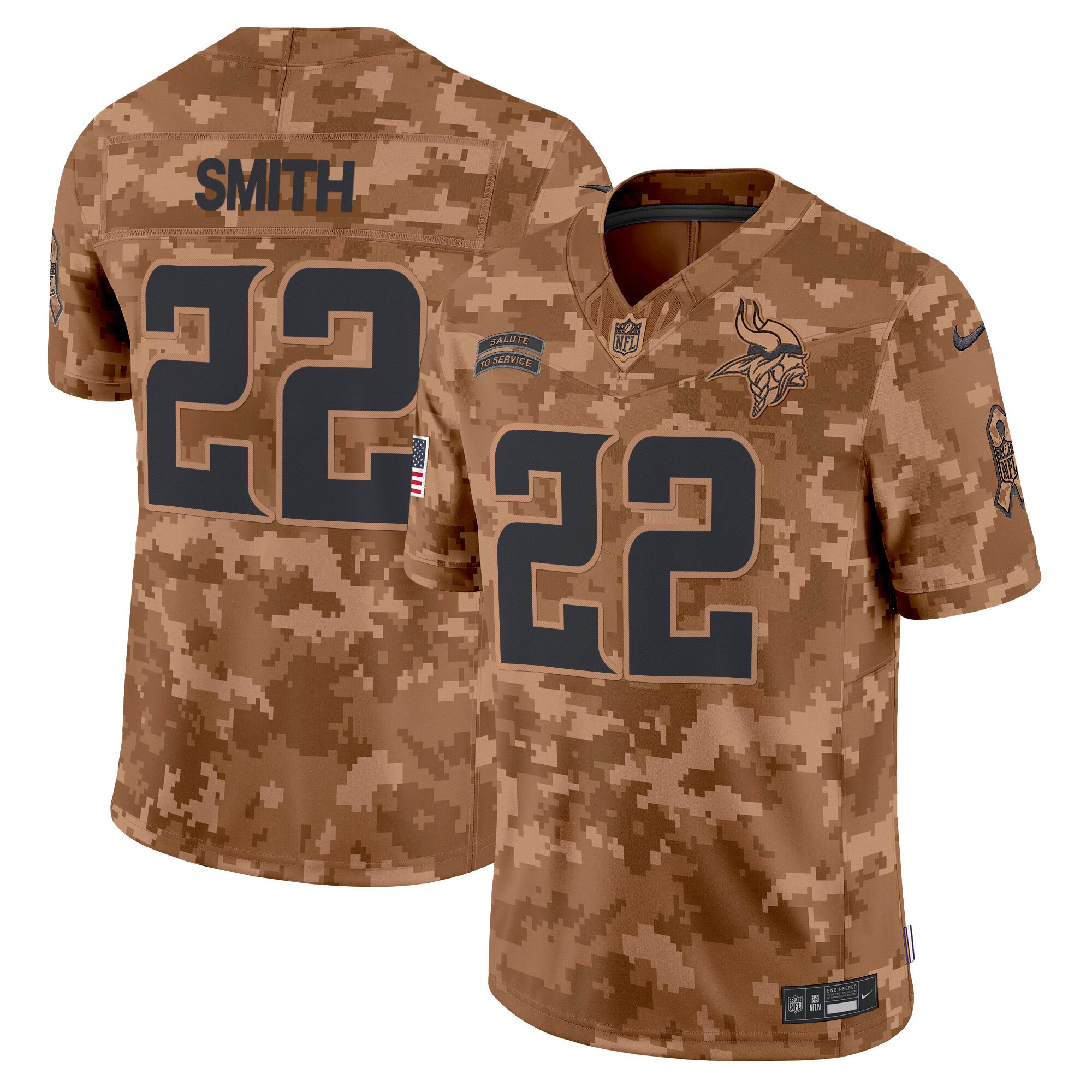 Men's Harrison Smith Minnesota Vikings 2024 Salute to Service Vapor Limited Brown Camo Jersey - All Stitched