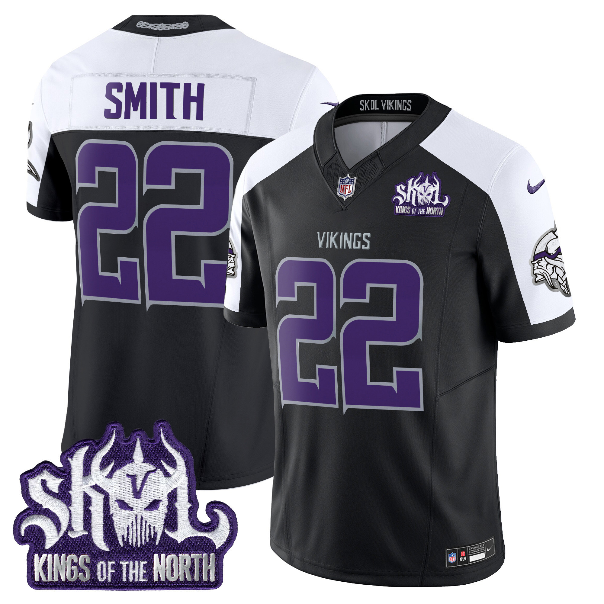 Men's Harrison Smith Minnesota Vikings 2024 Winter Warrior Skol Patch Vapor Limited Black Alternate Jersey - All Stitched