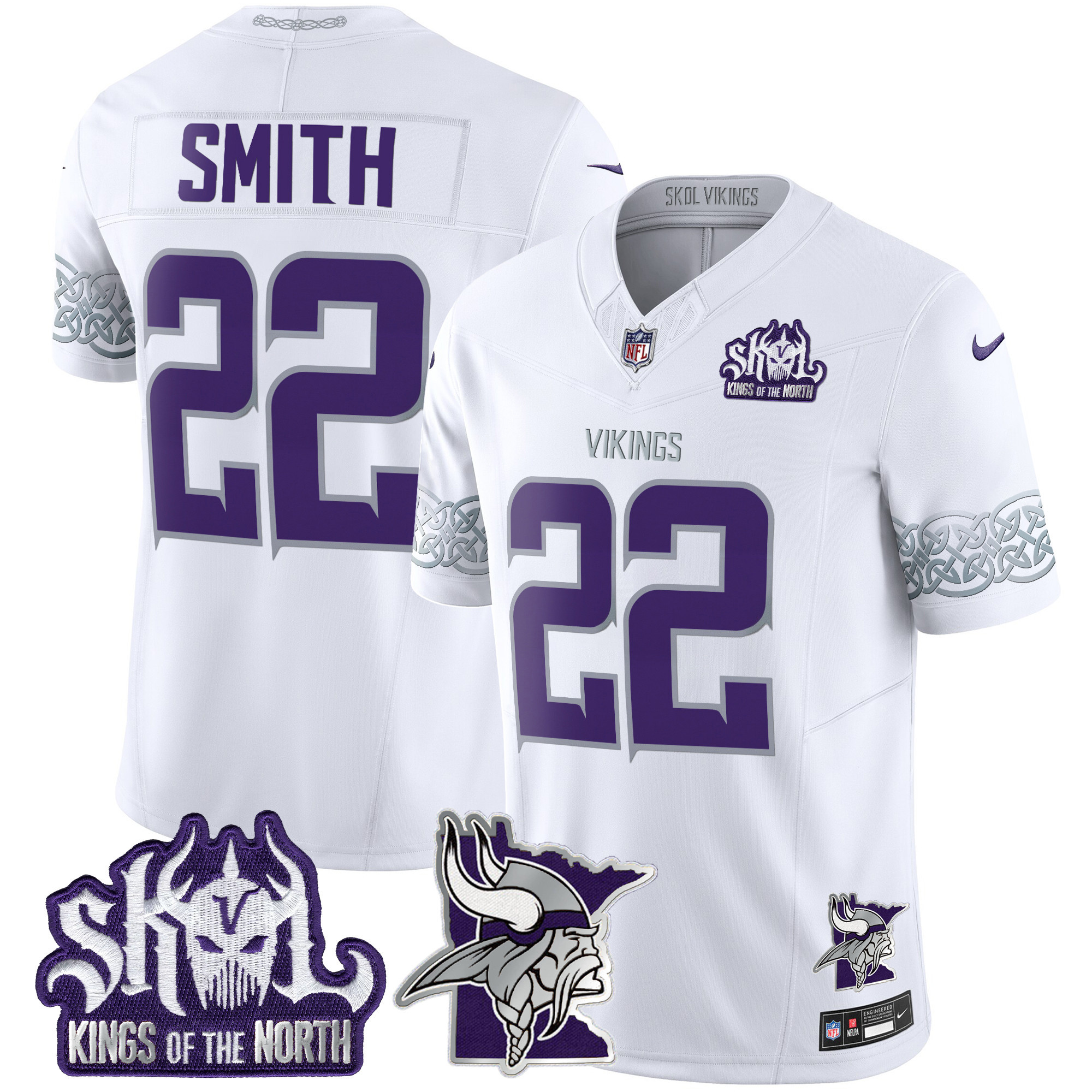 Men's Harrison Smith Minnesota Vikings 2024 Winter Warrior Skol Patch Vapor Limited White Jersey V2 - All Stitched