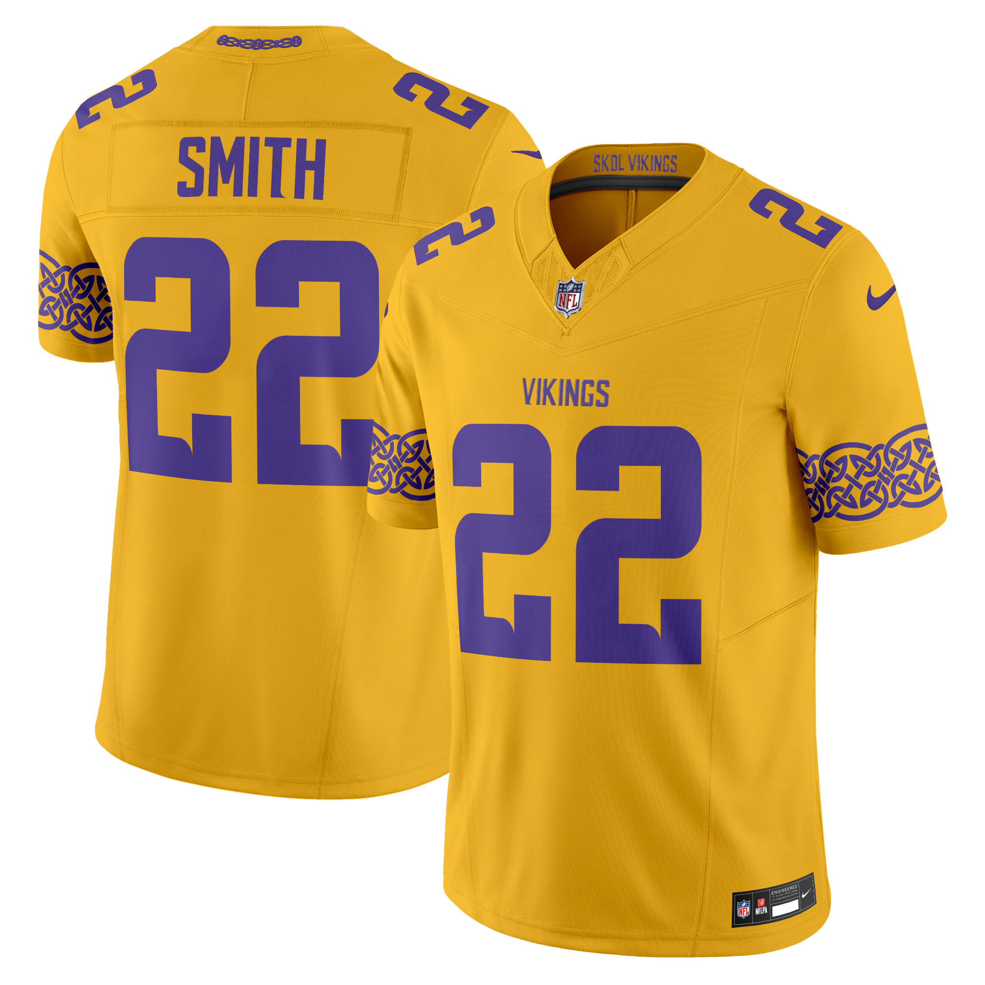 Men's Harrison Smith Minnesota Vikings Nordic Pattern Vapor Limited Gold Jersey - All Stitched