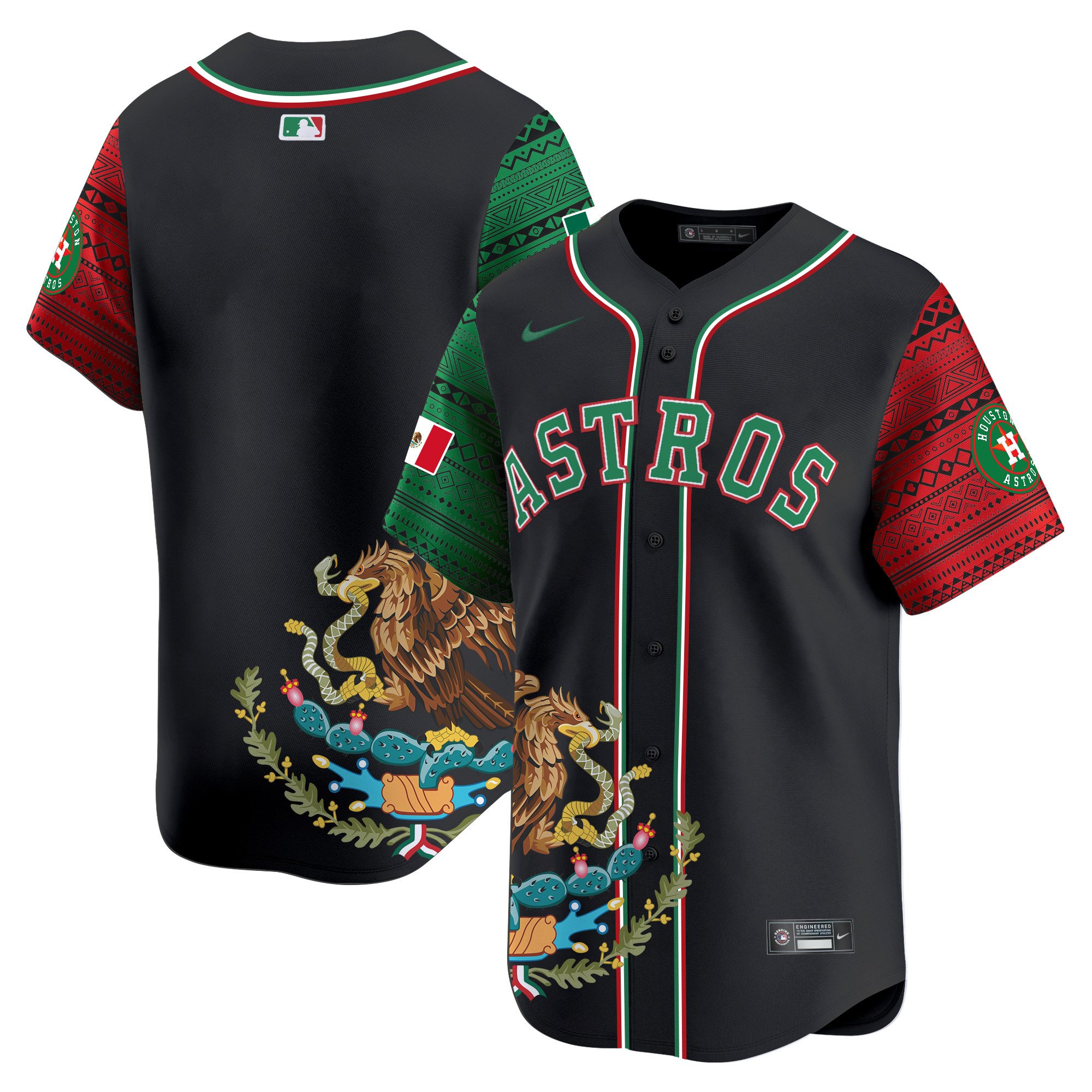 Men's Houston Astros Aztec Mexico Vapor Premier Limited Black Jersey - Printed