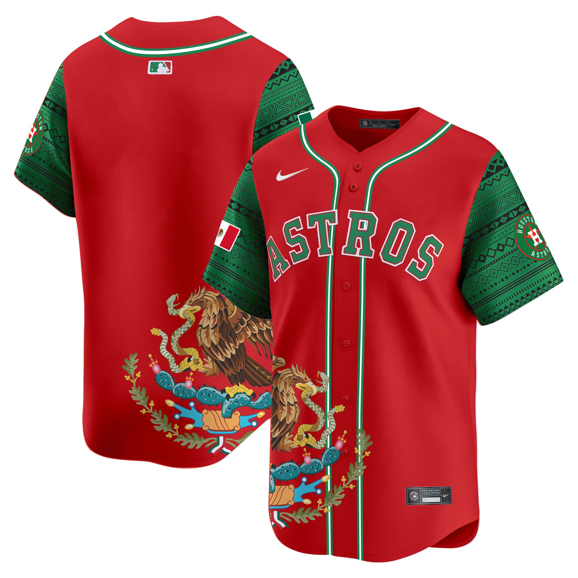 Men's Houston Astros Aztec Mexico Vapor Premier Limited Red Jersey - Printed