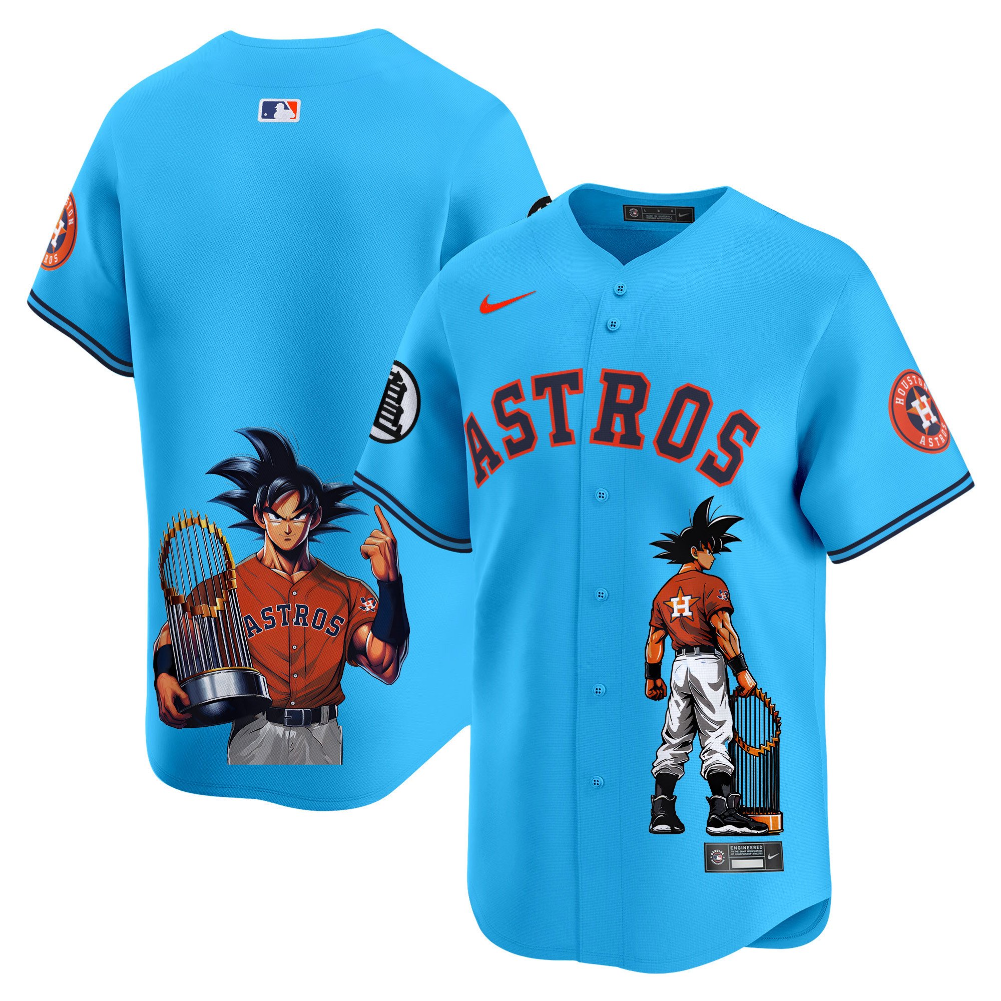 Men's Houston Astros Dragon Ball Son Goku Vapor Premier Limited Light Blue Jersey - Printed