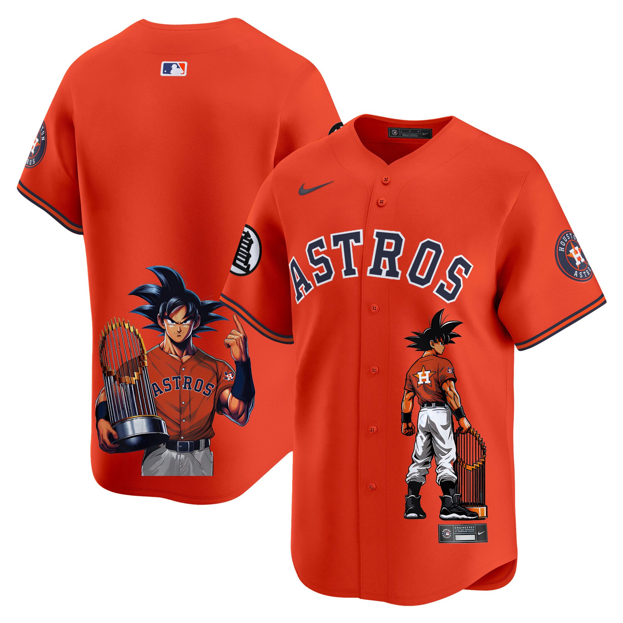 Men's Houston Astros Dragon Ball Son Goku Vapor Premier Limited Orange Jersey - Printed