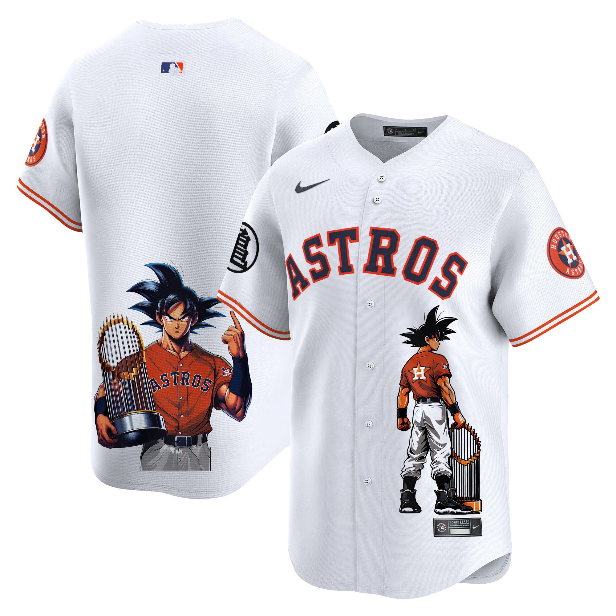 Men's Houston Astros Dragon Ball Son Goku Vapor Premier Limited White Jersey - Printed