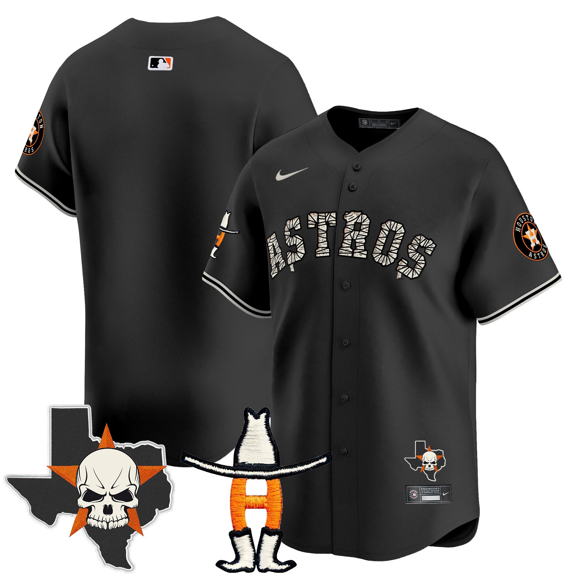Men's Houston Astros Halloween Vapor Premier Limited Black Jersey - All Stitched