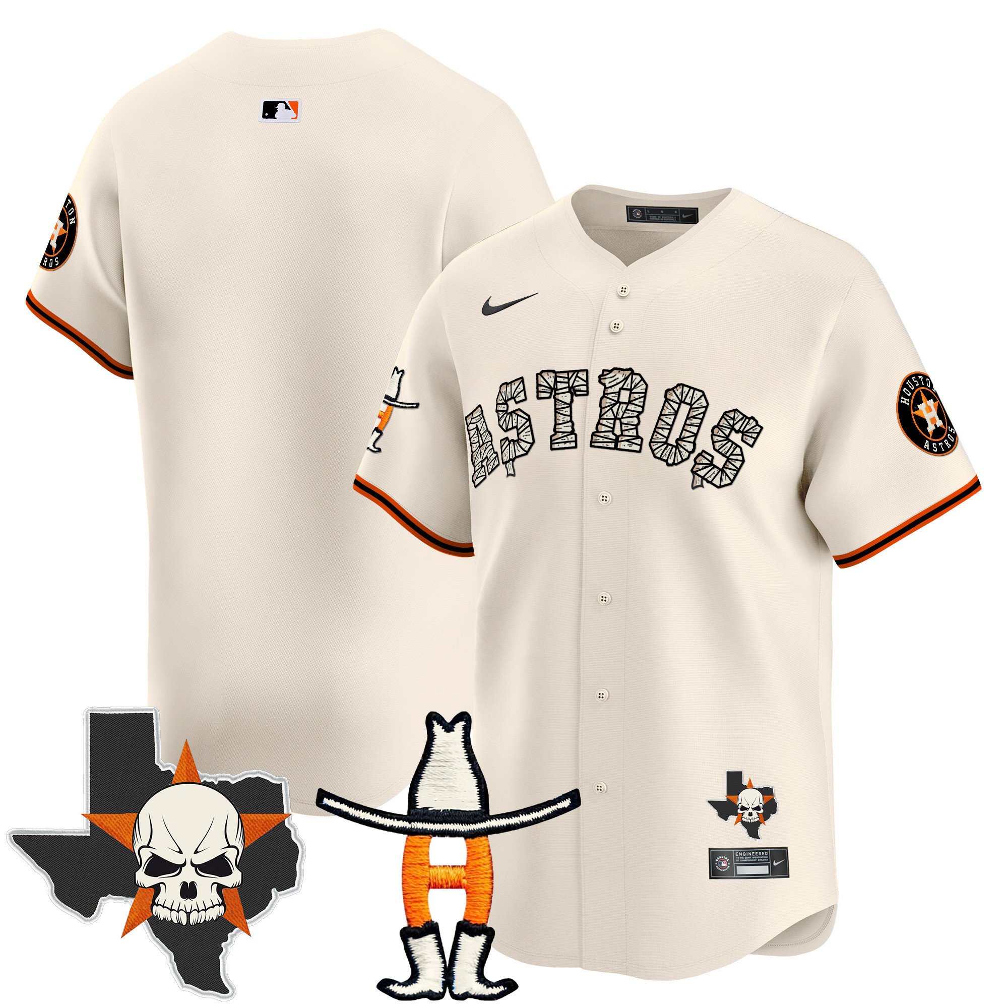 Men's Houston Astros Halloween Vapor Premier Limited Cream Jersey - All Stitched