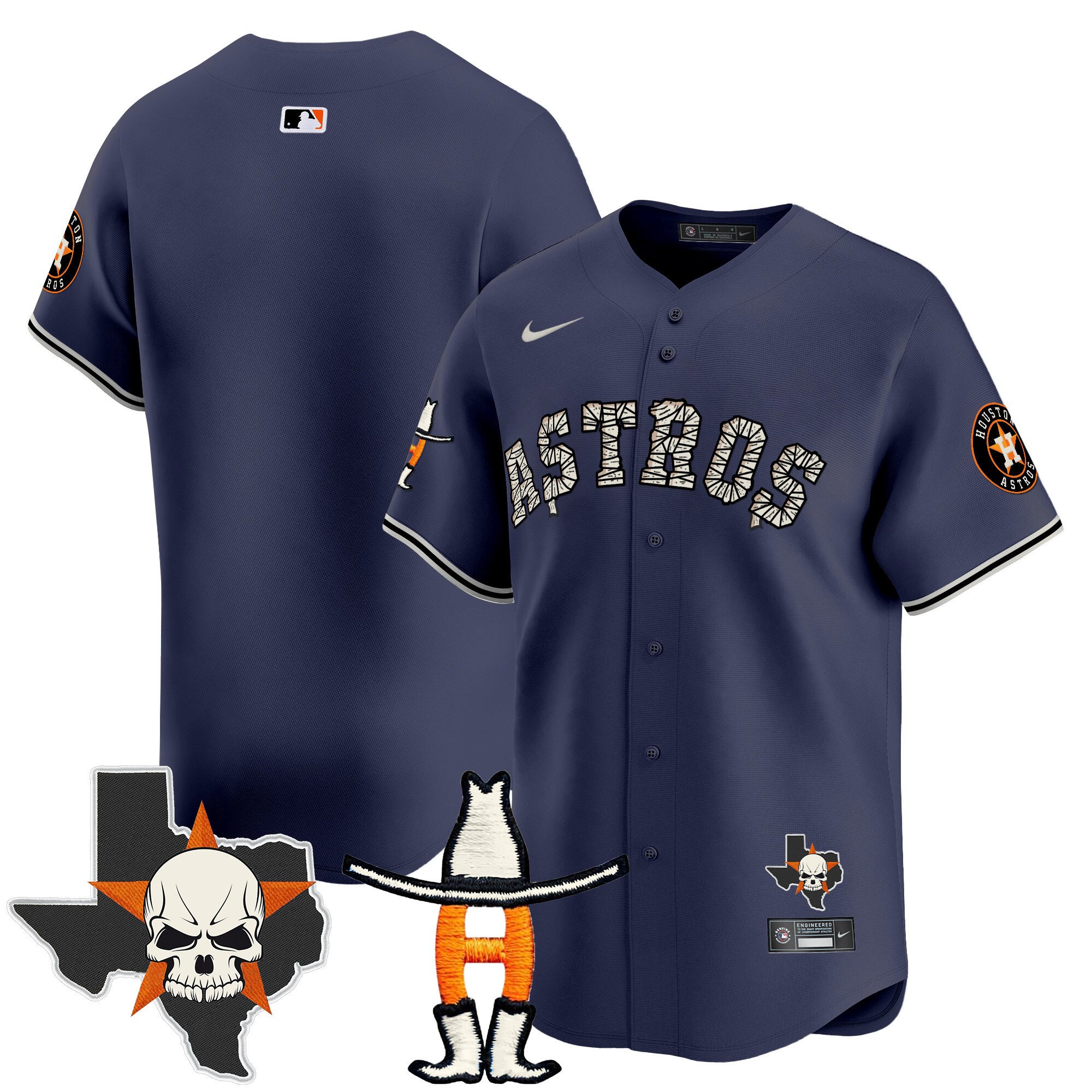 Men's Houston Astros Halloween Vapor Premier Limited Navy Jersey - All Stitched