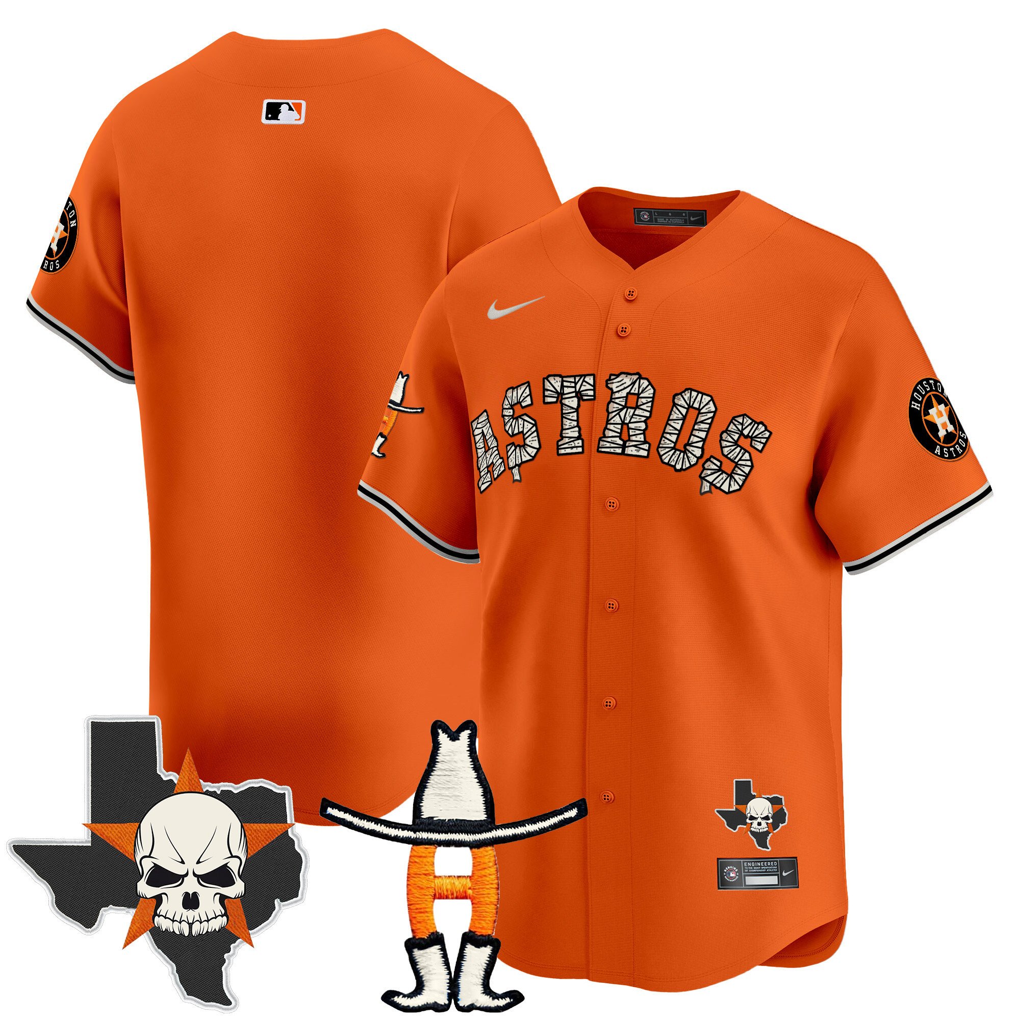 Men's Houston Astros Halloween Vapor Premier Limited Orange Jersey - All Stitched