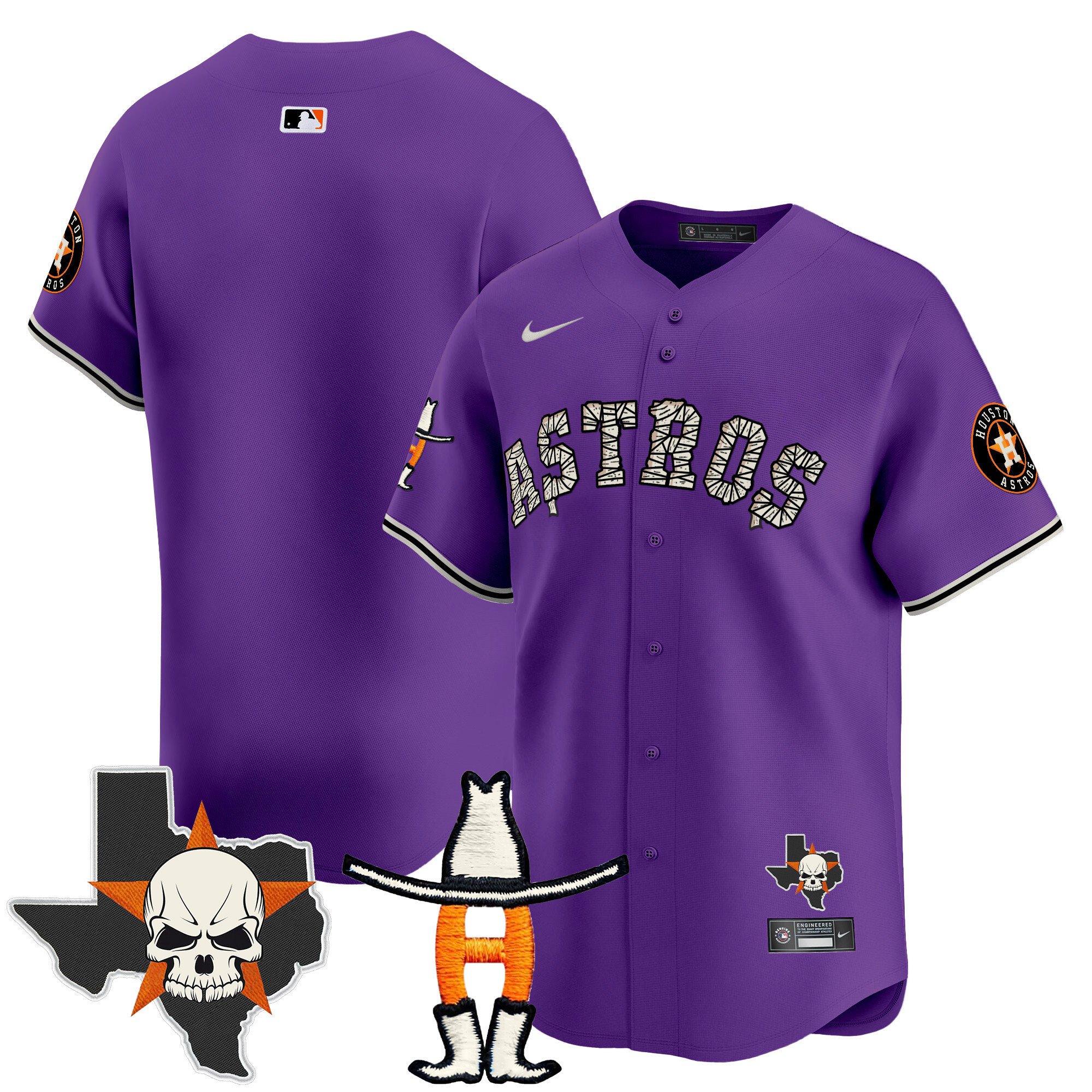 Men's Houston Astros Halloween Vapor Premier Limited Purple Jersey - All Stitched