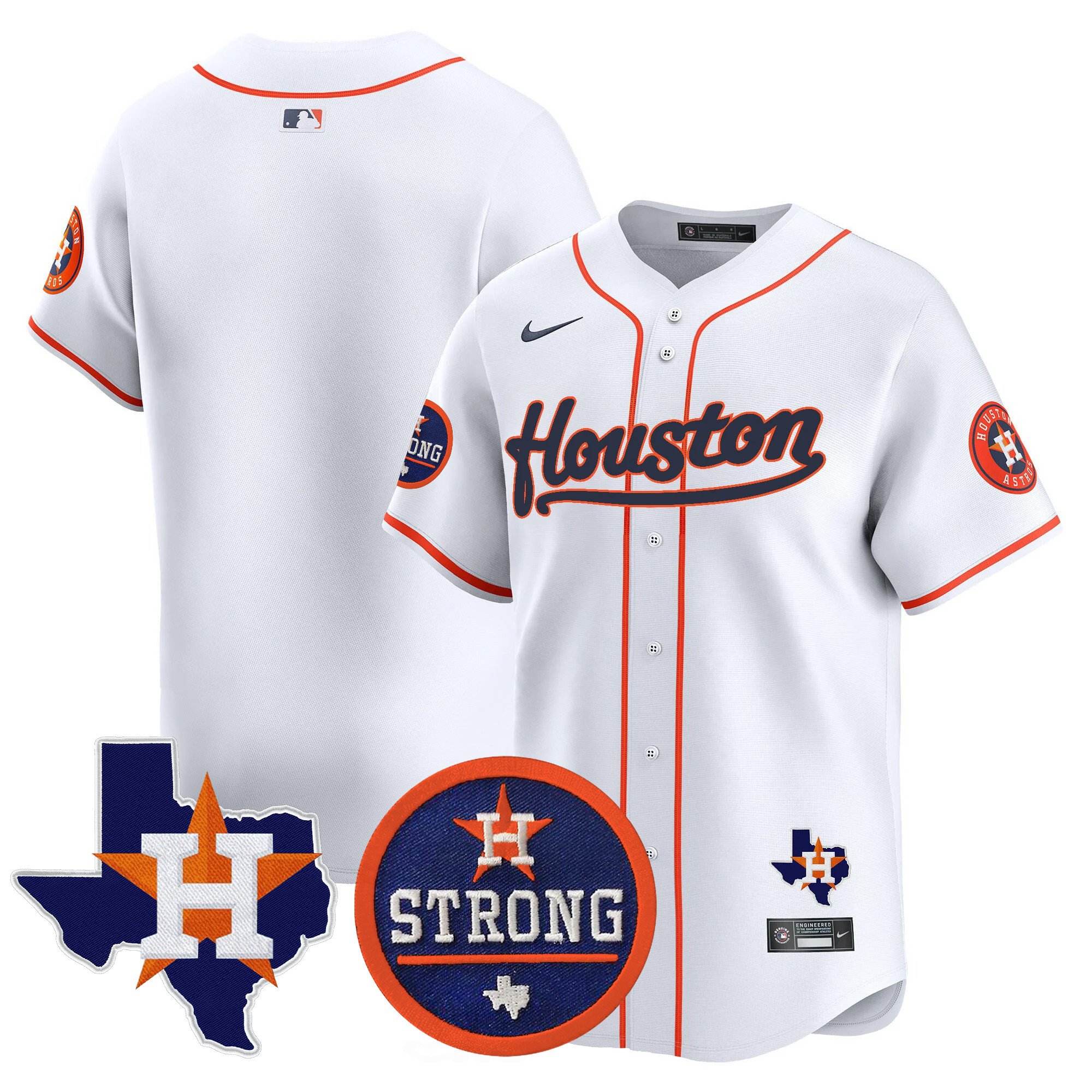 Men's Houston Astros "Houston Strong" Patch Vapor Premier Limited Home Jersey - All Stitched