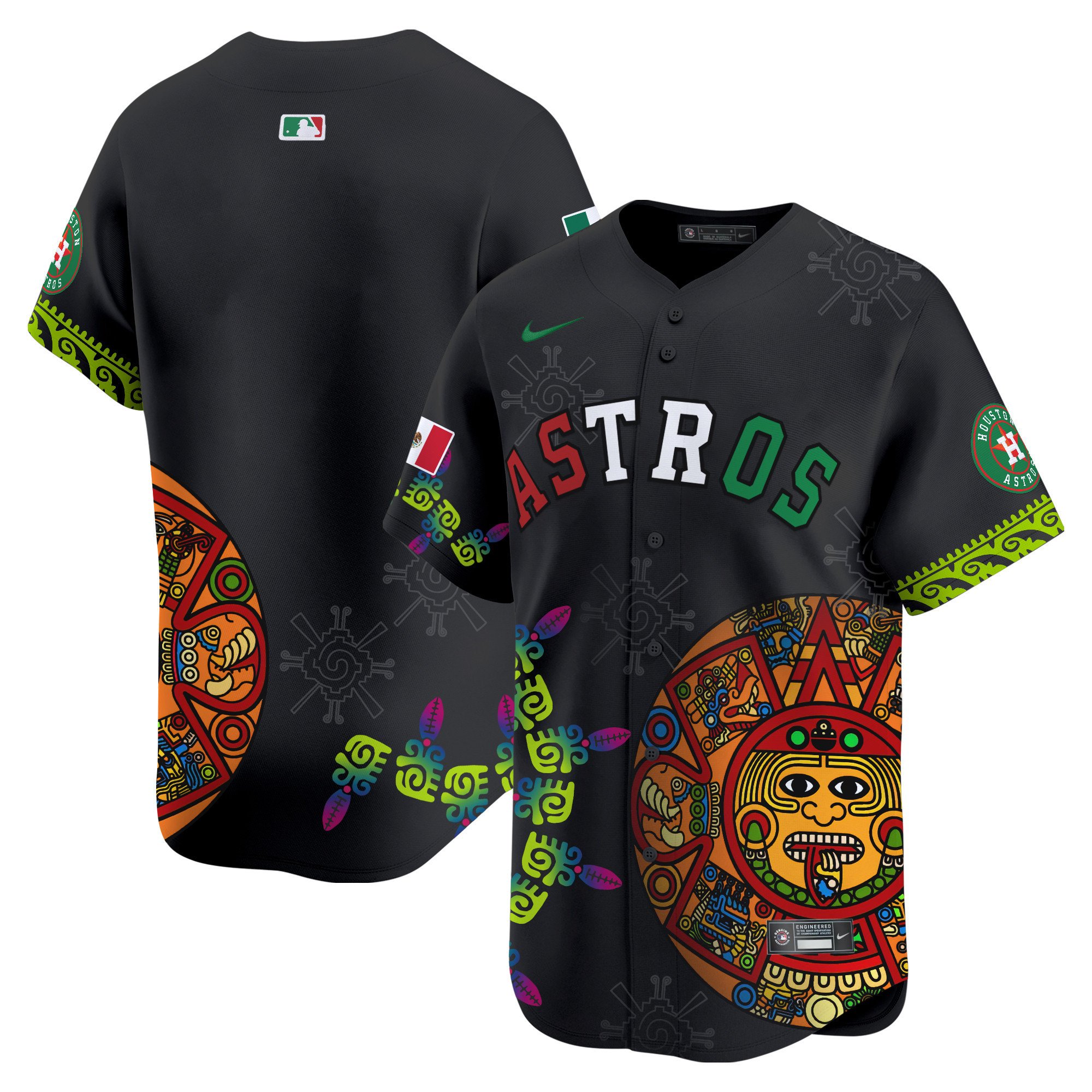 Men's Houston Astros Mexico Aztec Calendar Vapor Premier Limited Black Jersey - Printed