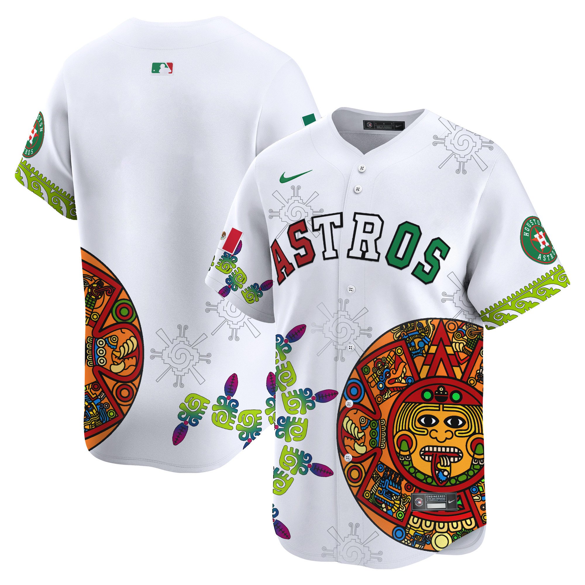 Men's Houston Astros Mexico Aztec Calendar Vapor Premier Limited White Jersey - Printed