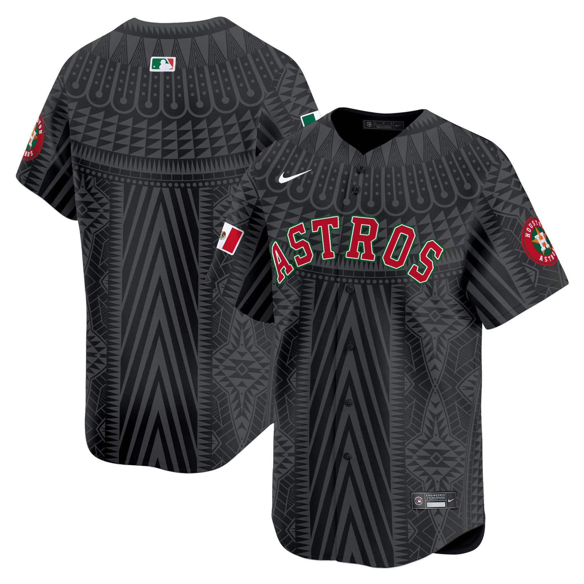 Men's Houston Astros Mexico Aztec Pattern Vapor Premier Limited Black Jersey - Printed