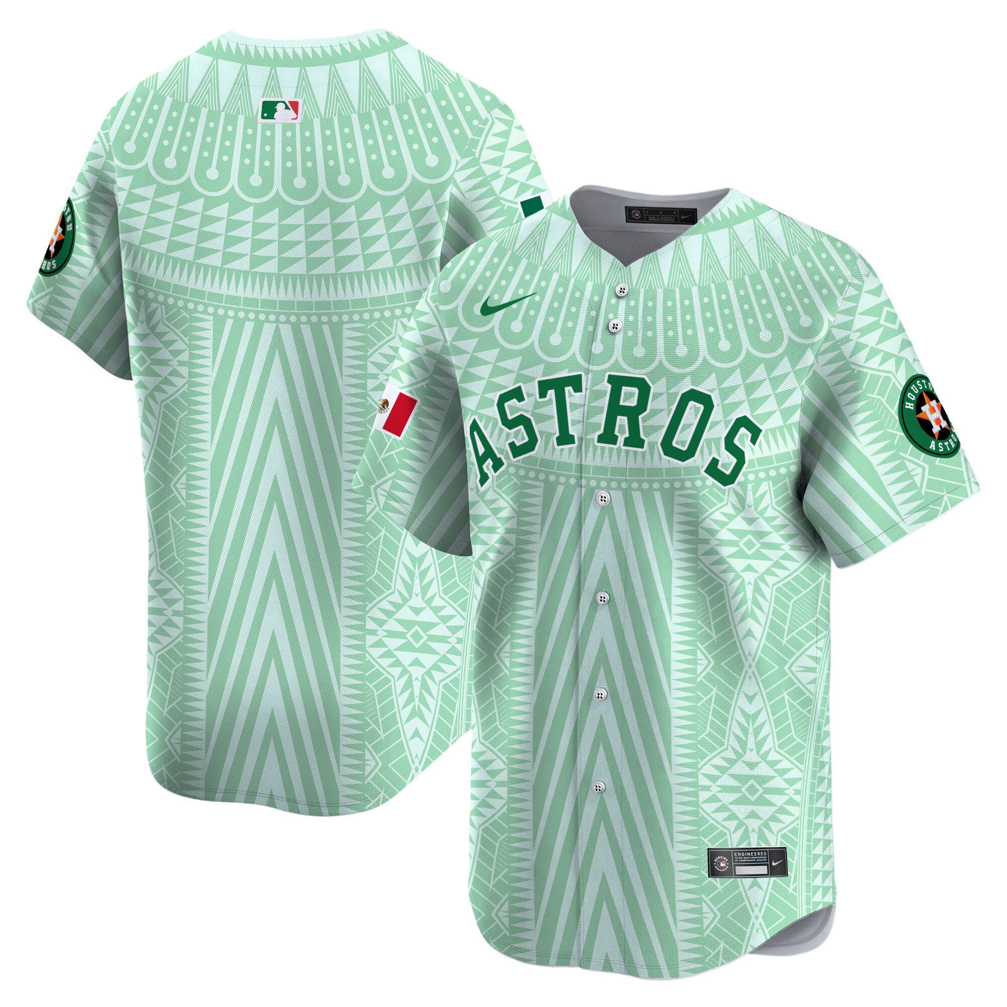 Men's Houston Astros Mexico Aztec Pattern Vapor Premier Limited Pale Green Jersey - Printed