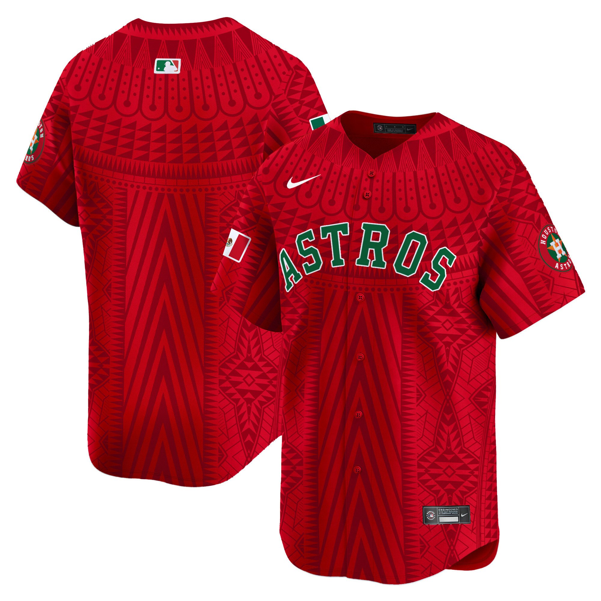 Men's Houston Astros Mexico Aztec Pattern Vapor Premier Limited Red Jersey - Printed