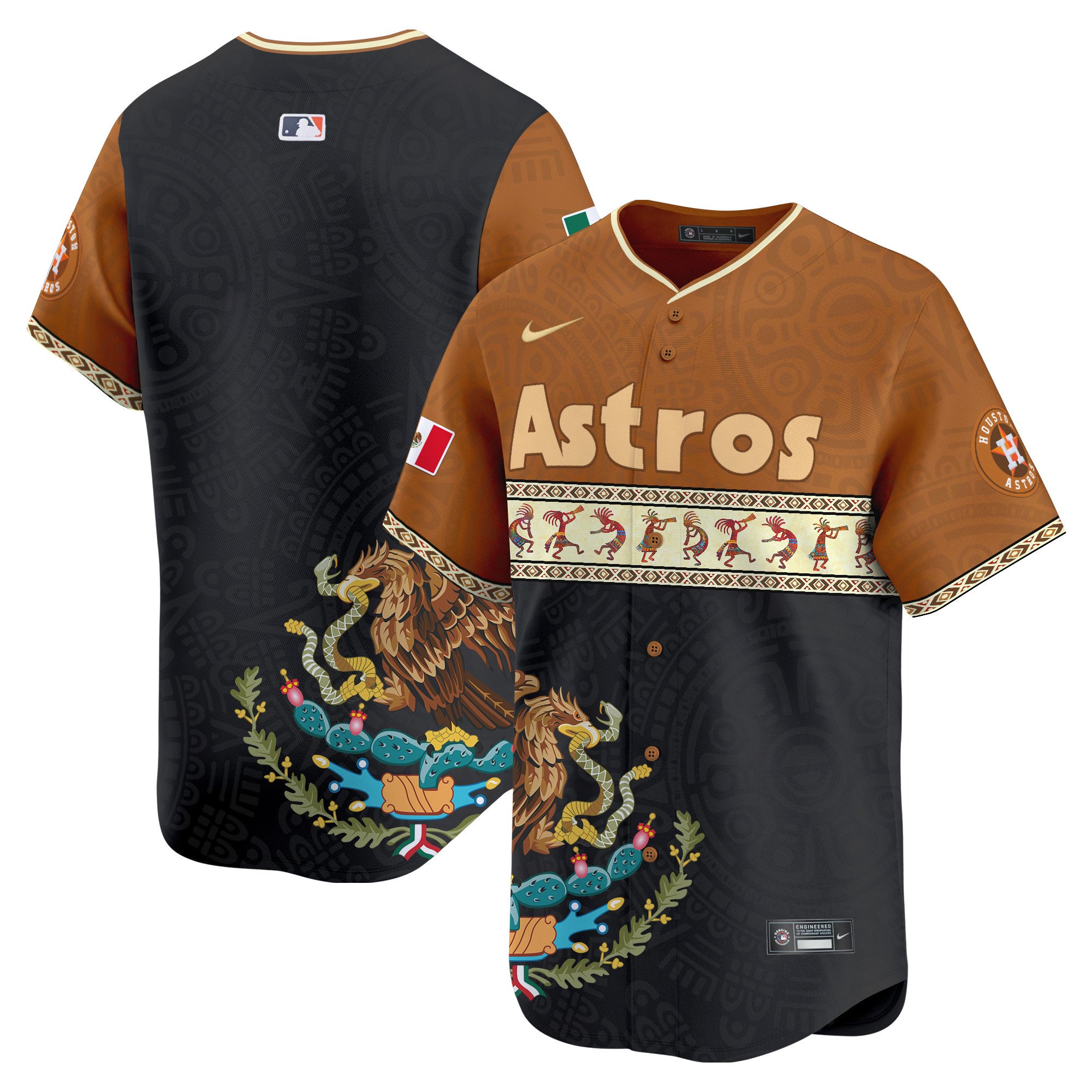 Men's Houston Astros Mexico Aztec Vapor Premier Limited Brown Jersey - Printed