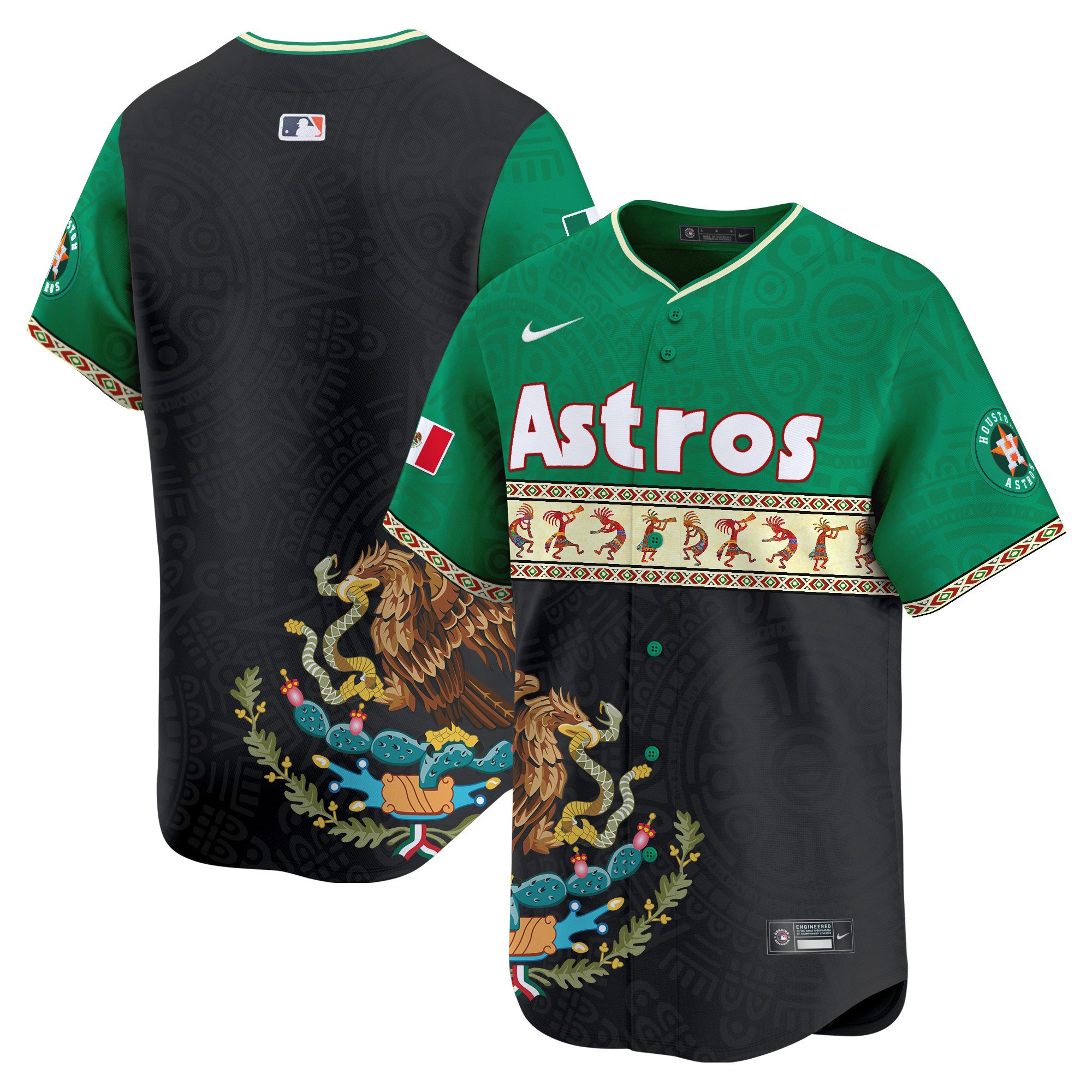 Men's Houston Astros Mexico Aztec Vapor Premier Limited Green Jersey - Printed