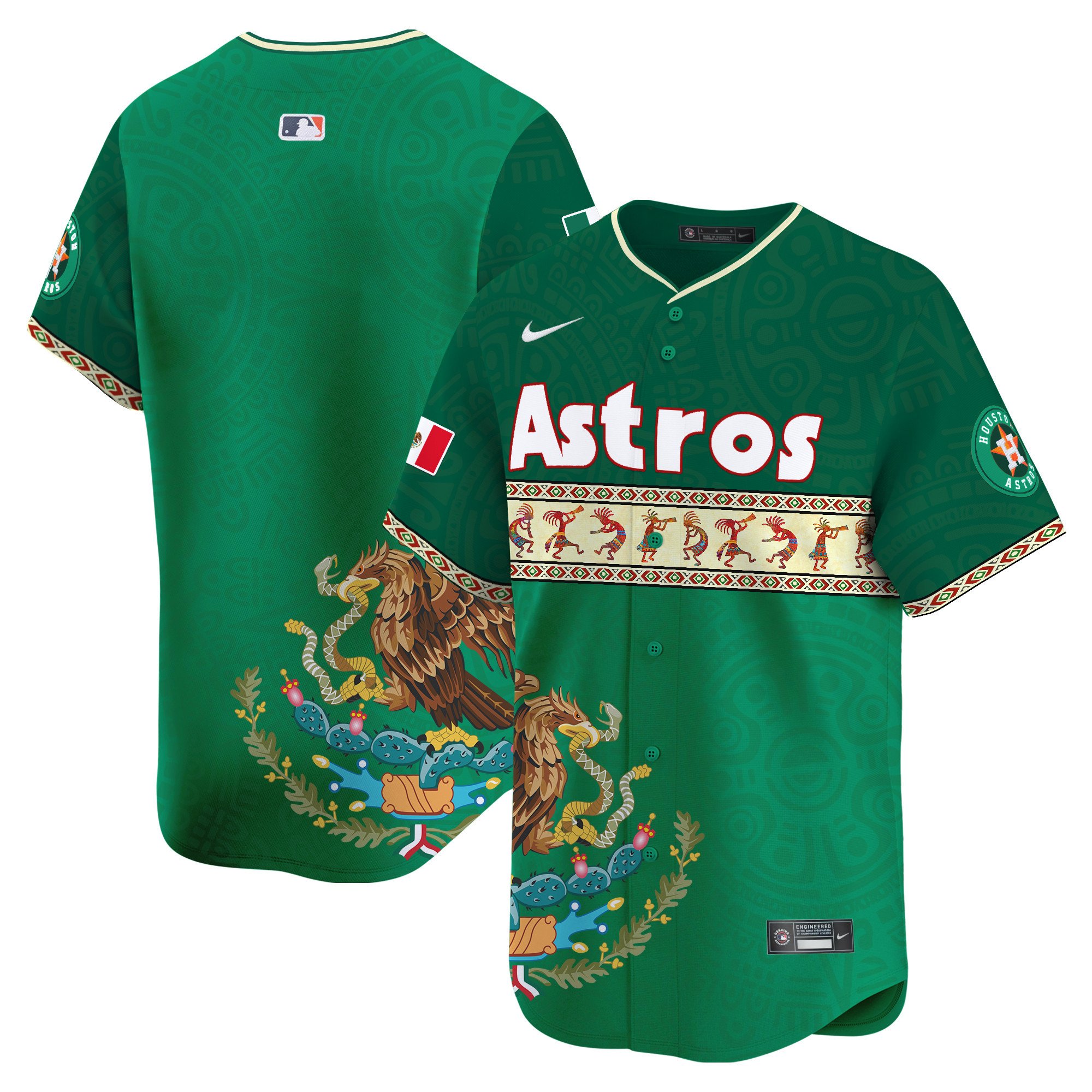 Men's Houston Astros Mexico Aztec Vapor Premier Limited Green Jersey V2 - Printed