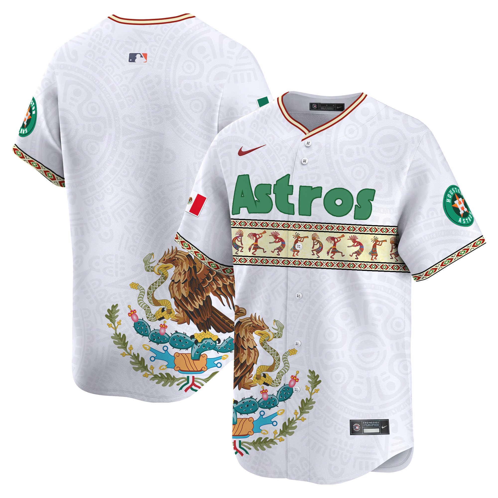 Men's Houston Astros Mexico Aztec Vapor Premier Limited White Jersey V2 - Printed