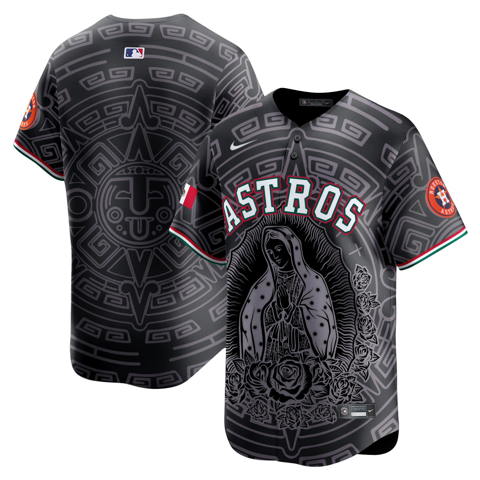Men's Houston Astros Mexico Guadalupe Vapor Premier Limited Black Jersey - Printed