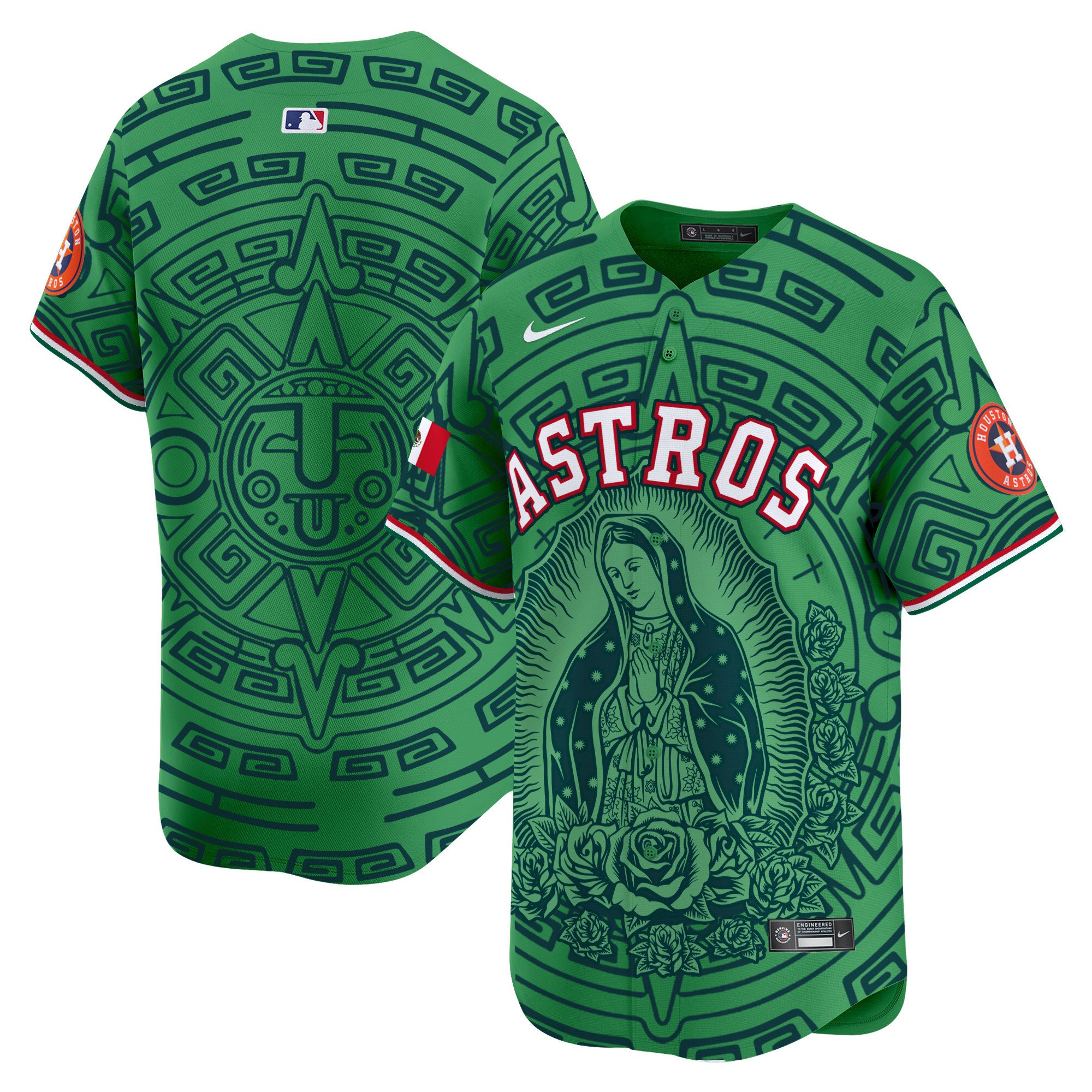 Men's Houston Astros Mexico Guadalupe Vapor Premier Limited Green Jersey - Printed