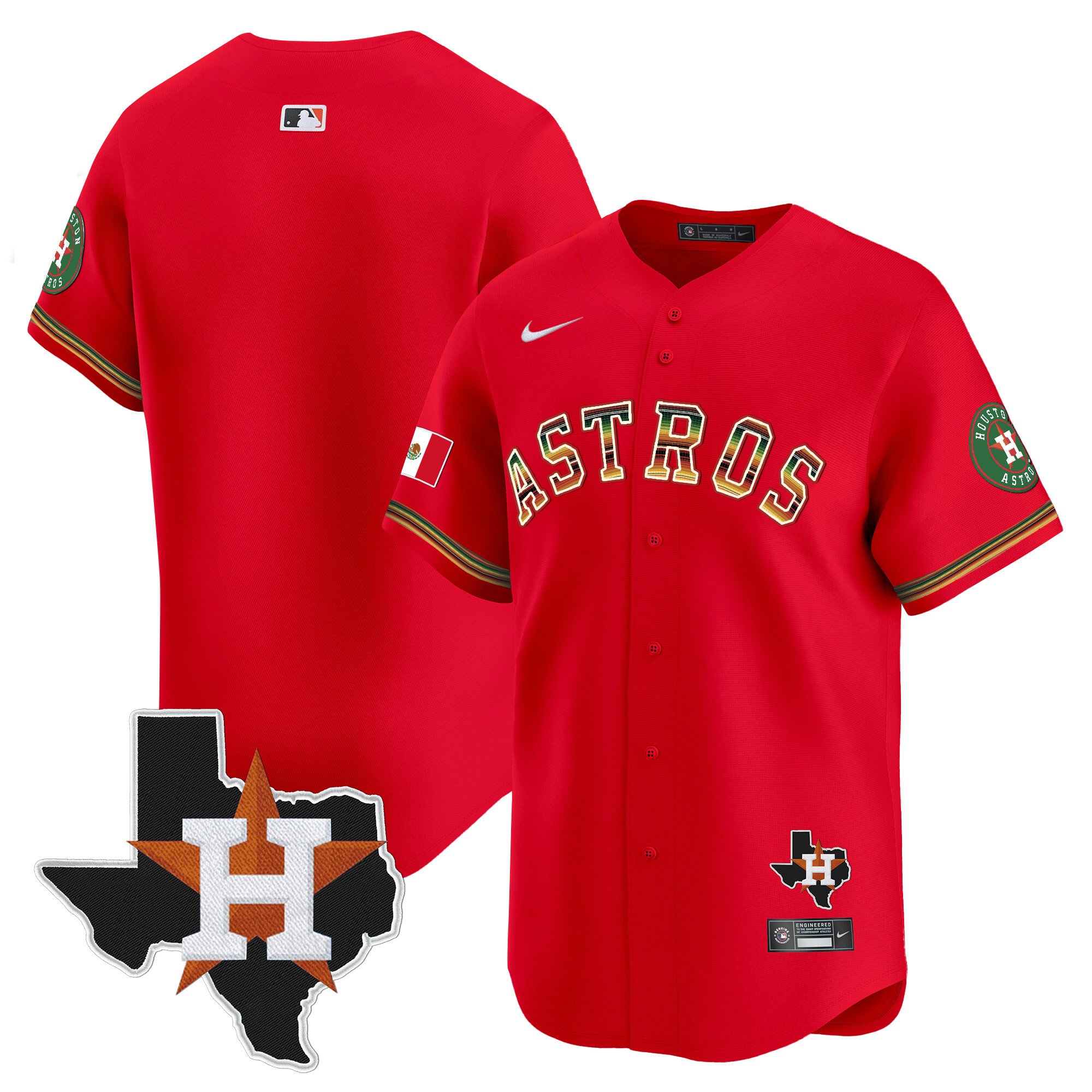 Men's Houston Astros Mexico Traditional Style Vapor Premier Limited Red Jersey - All Stitched