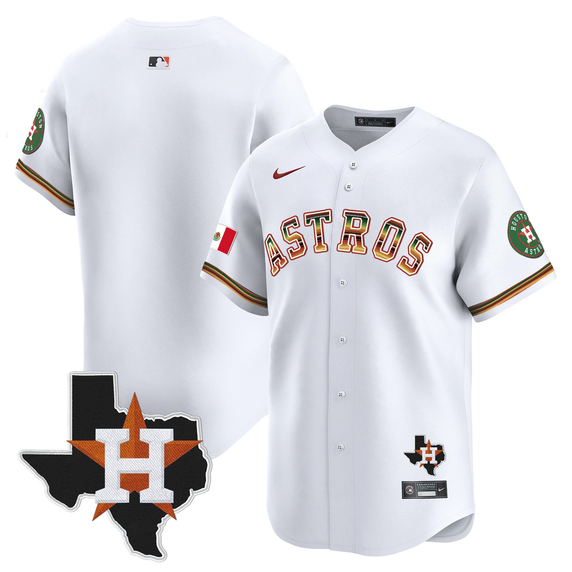 Men's Houston Astros Mexico Traditional Style Vapor Premier Limited White Jersey - All Stitched