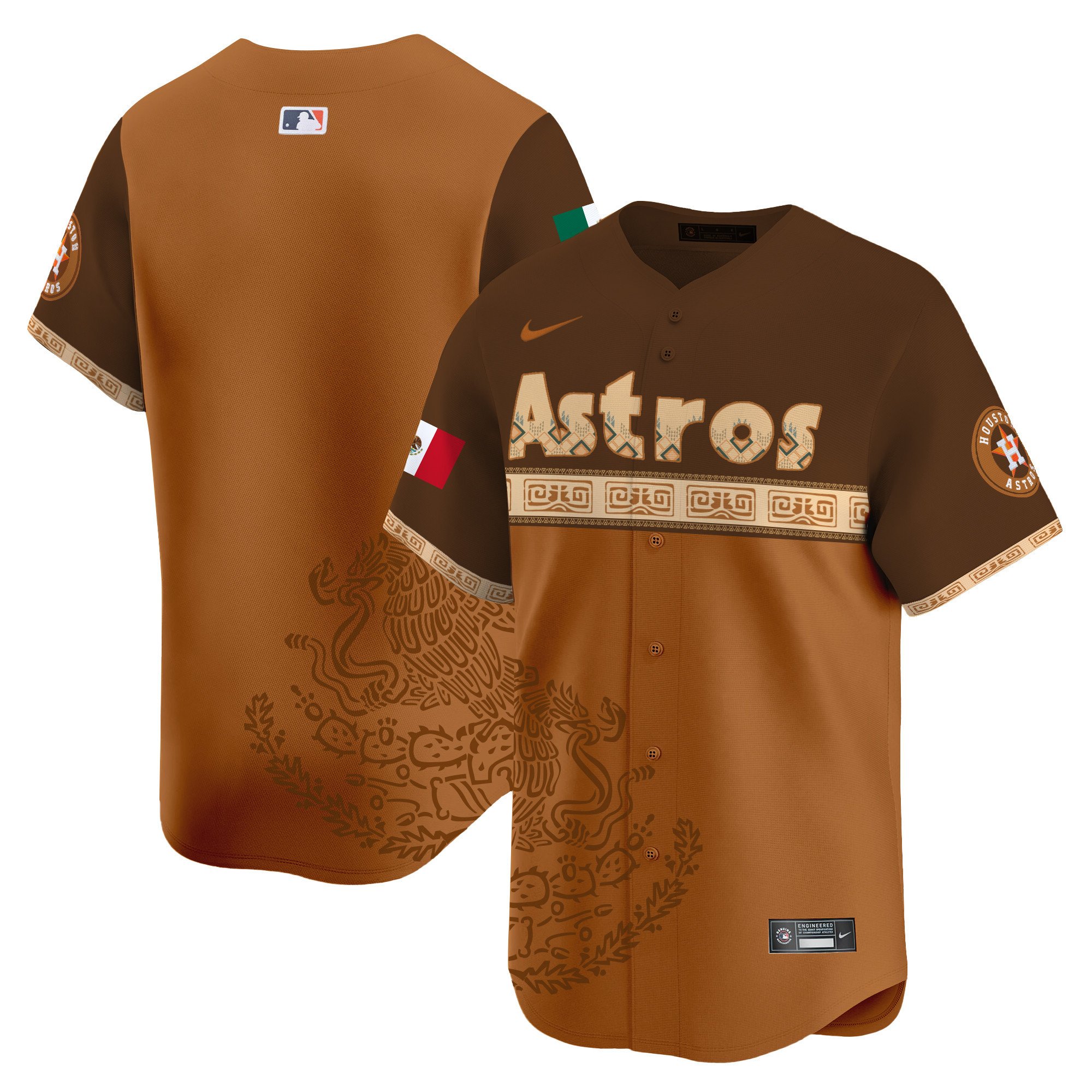 Men's Houston Astros Mexico Vapor Premier Limited Brown Jersey V5 - Printed