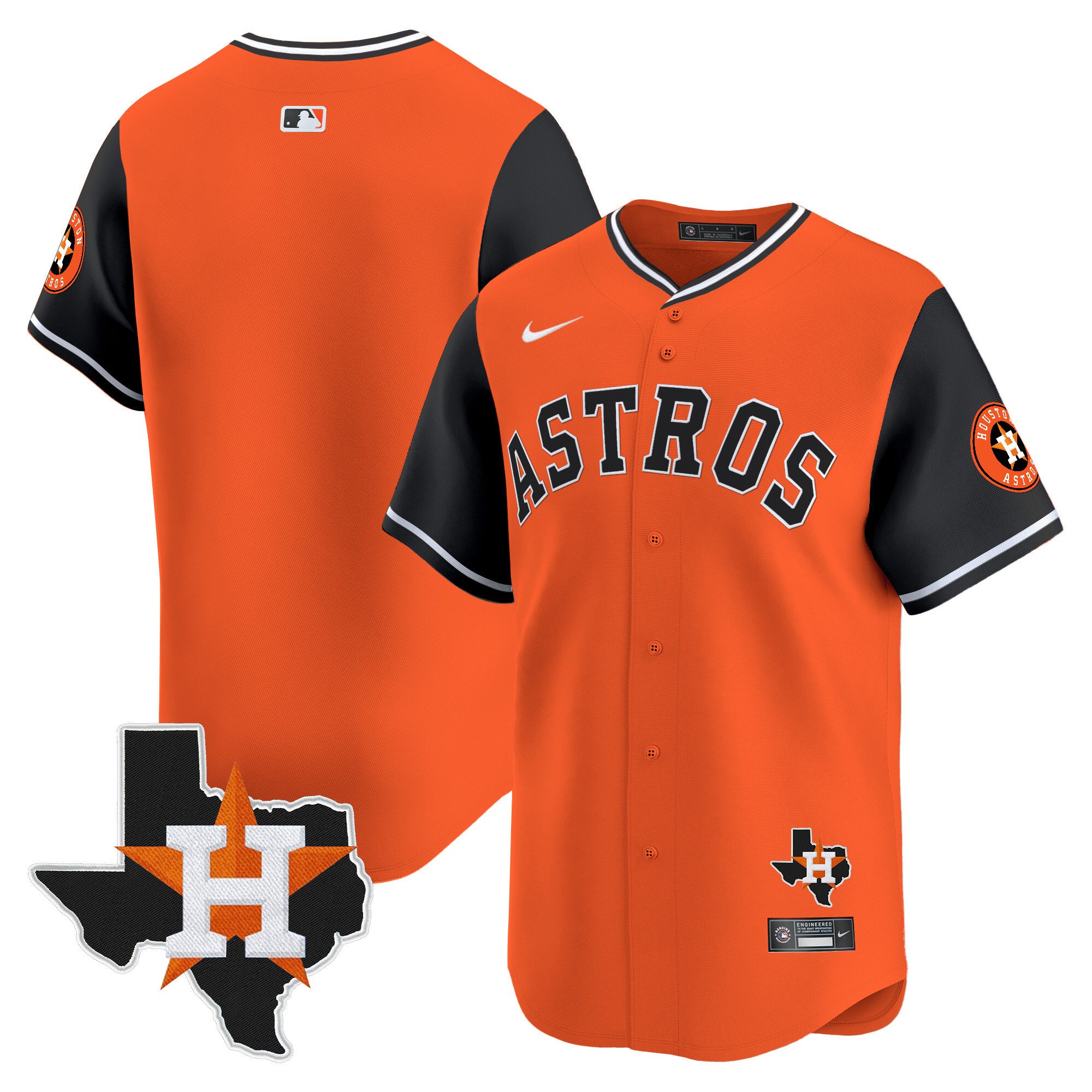 Men's Houston Astros Nicknames Vapor Premier Limited Black Orange Jersey - All Stitched