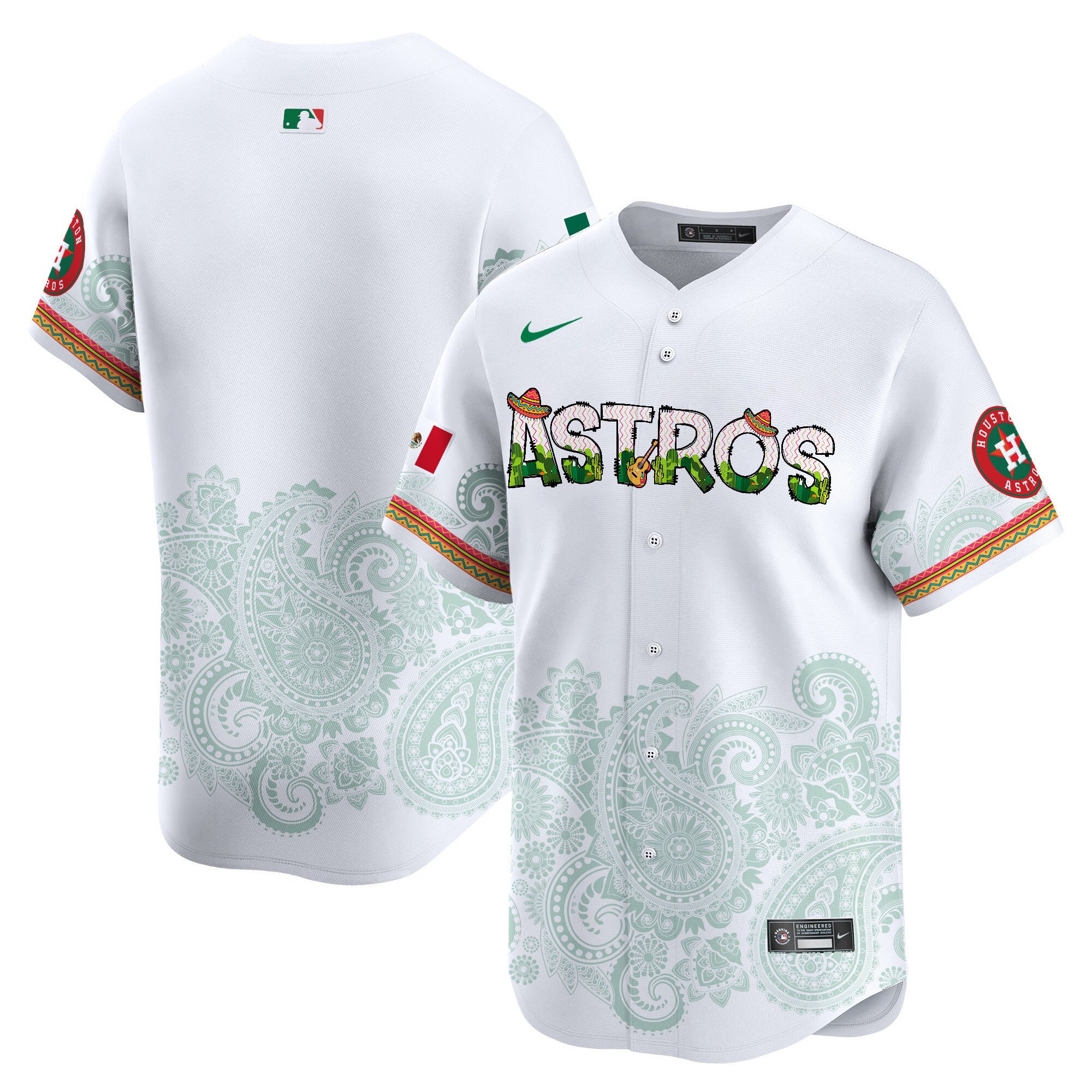 Men's Houston Astros Paisley Mexico Vapor Premier Limited White Jersey V4 - Printed