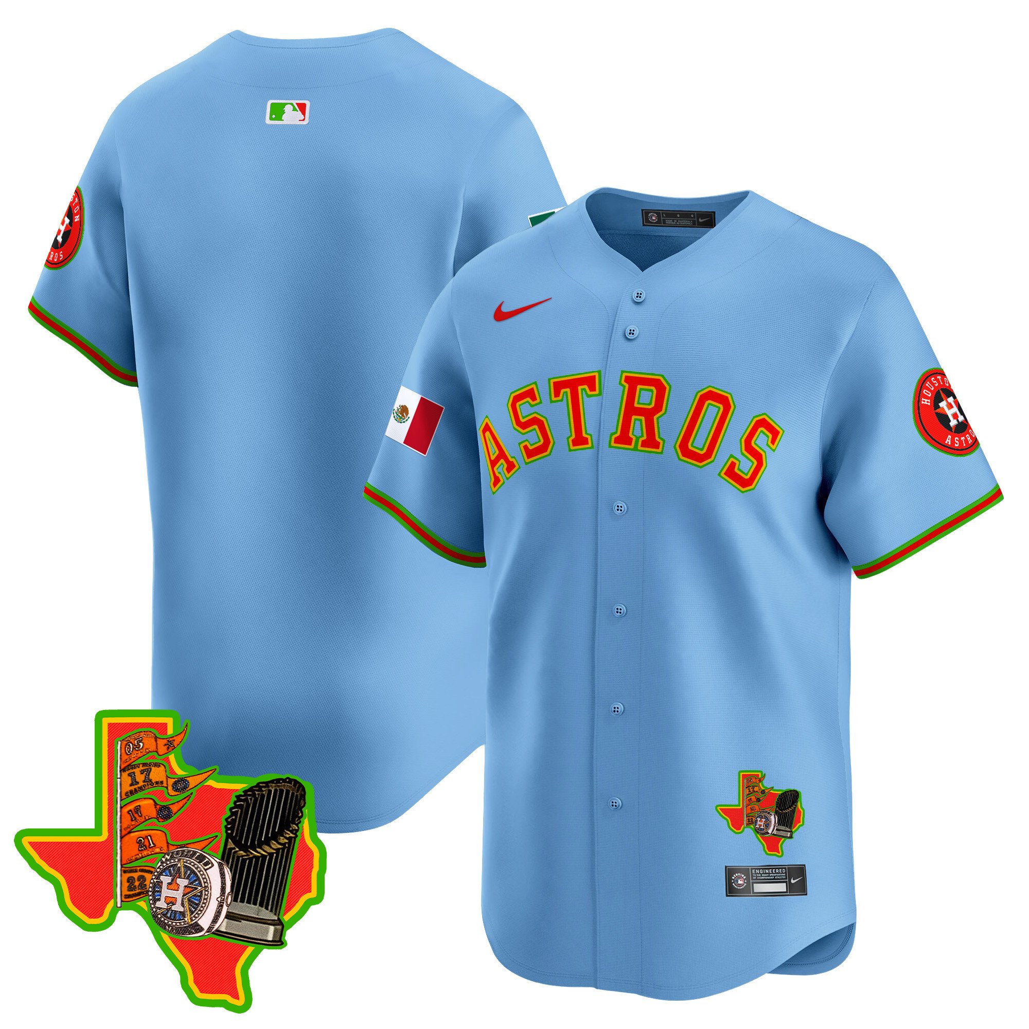 Men's Houston Astros The Loteria Vapor Premier Limited Light Blue Jersey - All Stitched